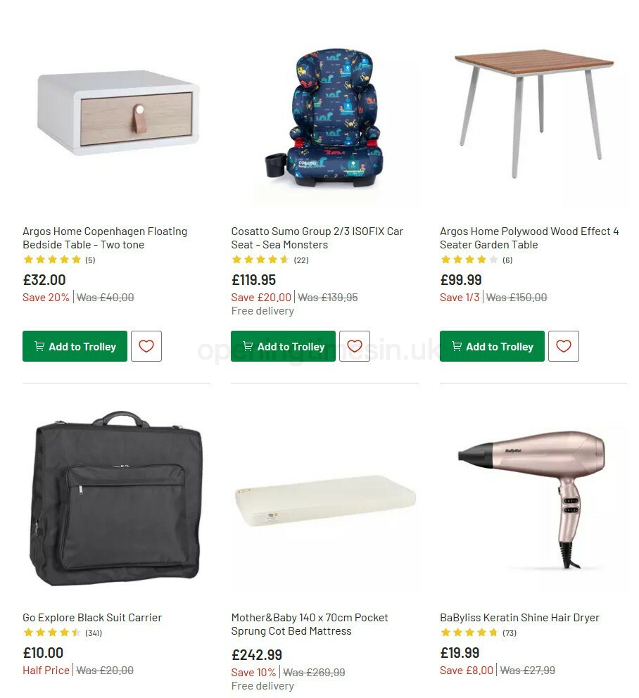 Argos Offers from 1 September