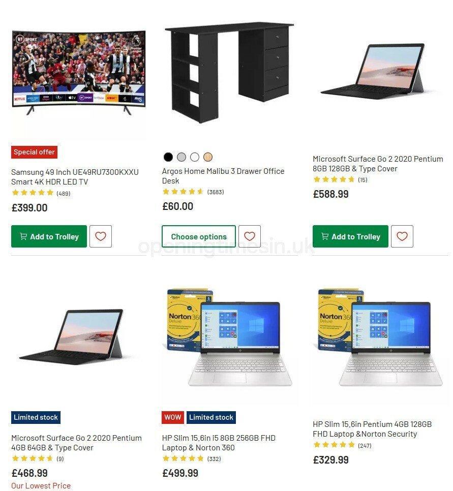 Argos Offers from 27 October