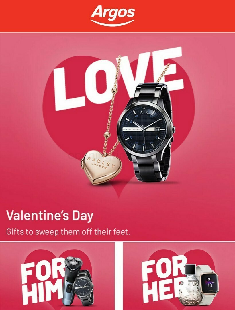 Argos Valentine's Day Offers from 5 February