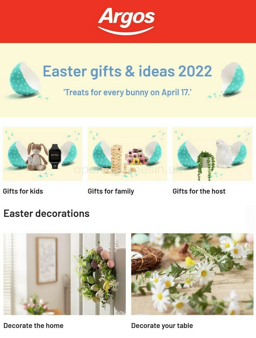 Argos Easter Offers from 25 March