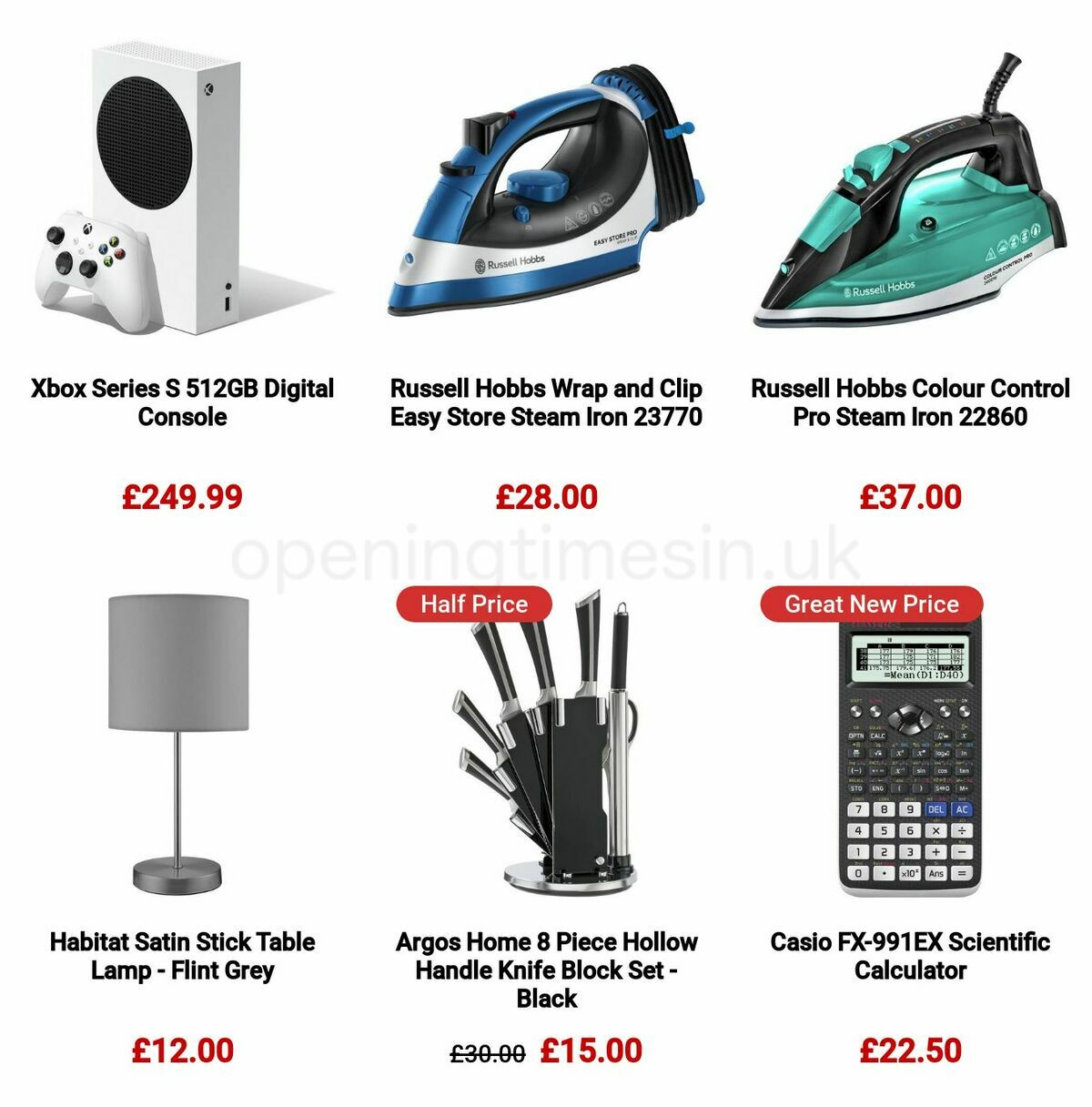 Argos Offers from 22 August