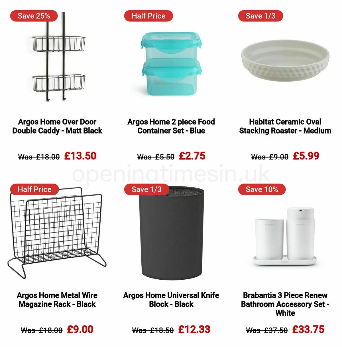 Argos Offers from 10 October