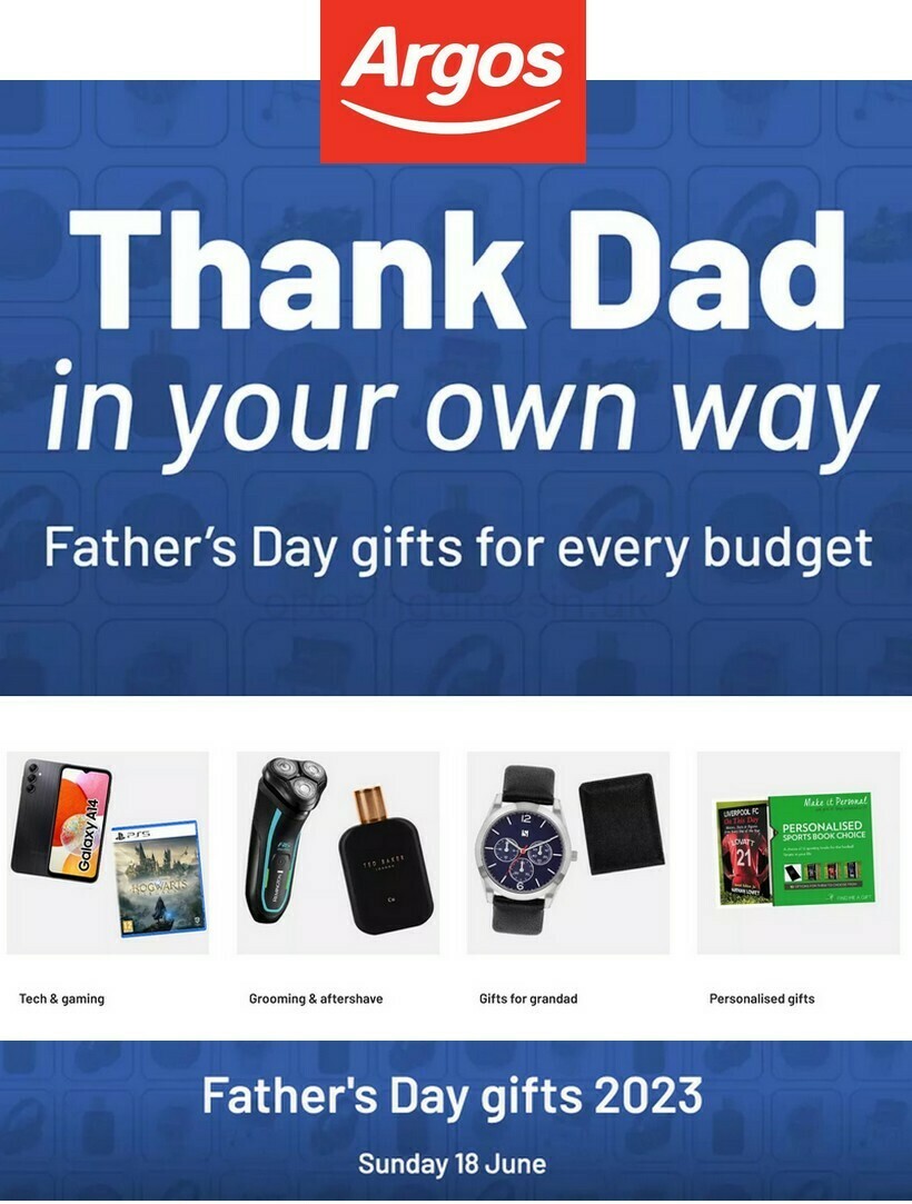 Argos Father's Day Offers from 29 May