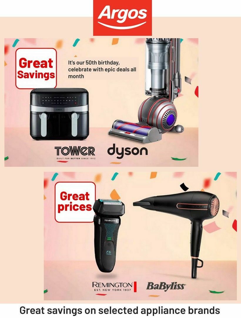 Argos Great savings on selected appliance brands Offers from 3 July