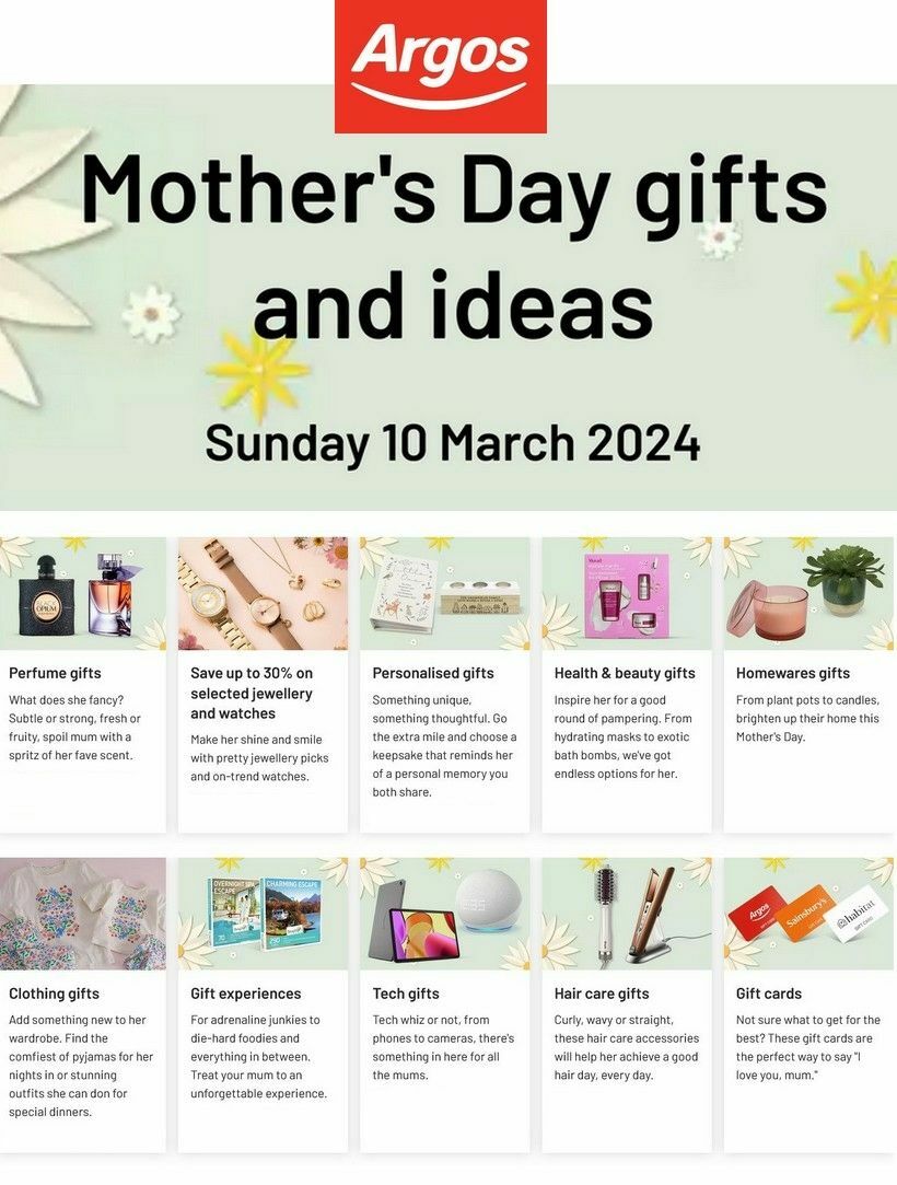 Argos Mother's Day Offers from 26 February