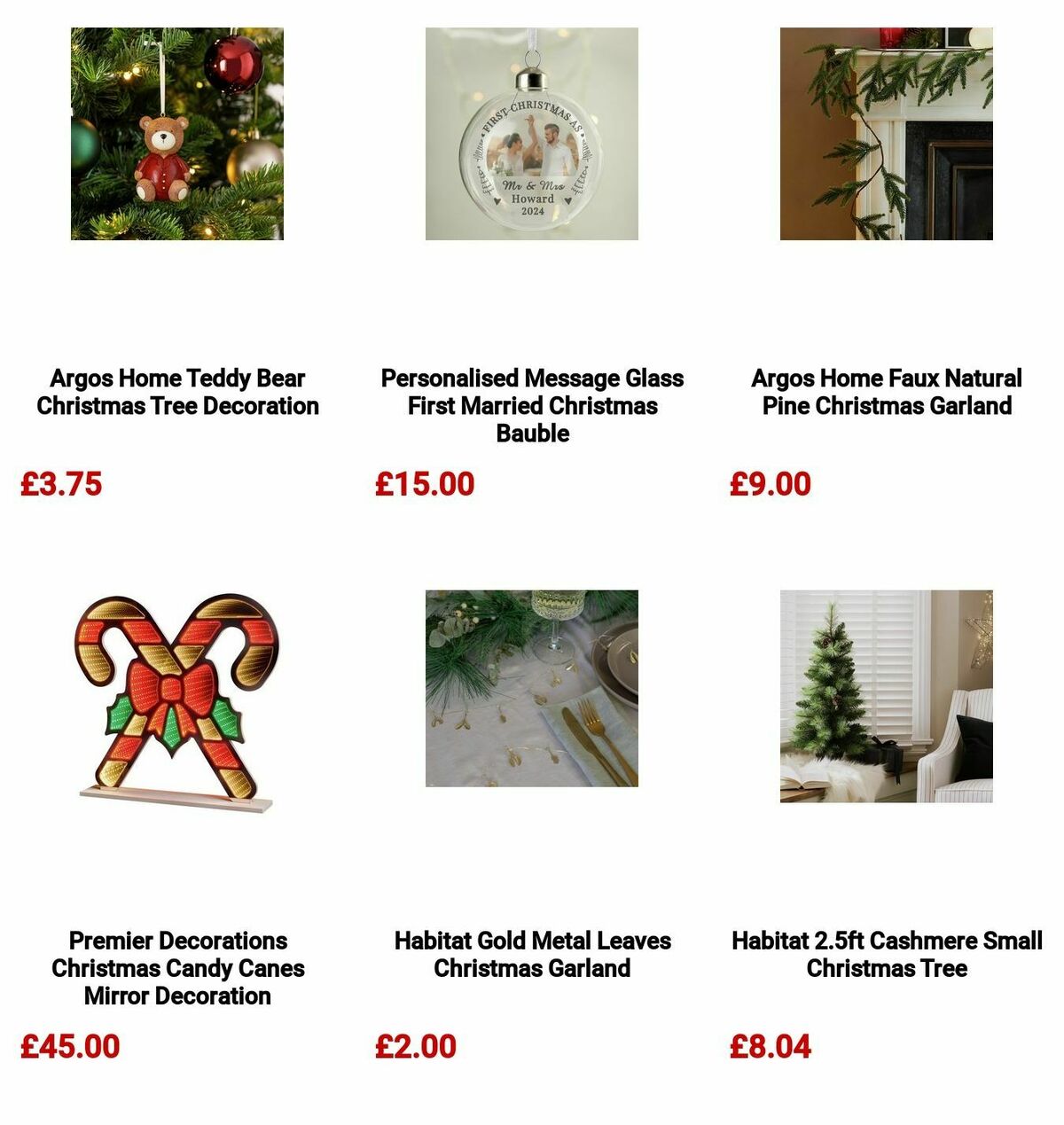 Argos Christmas Decorations Offers from 3 December