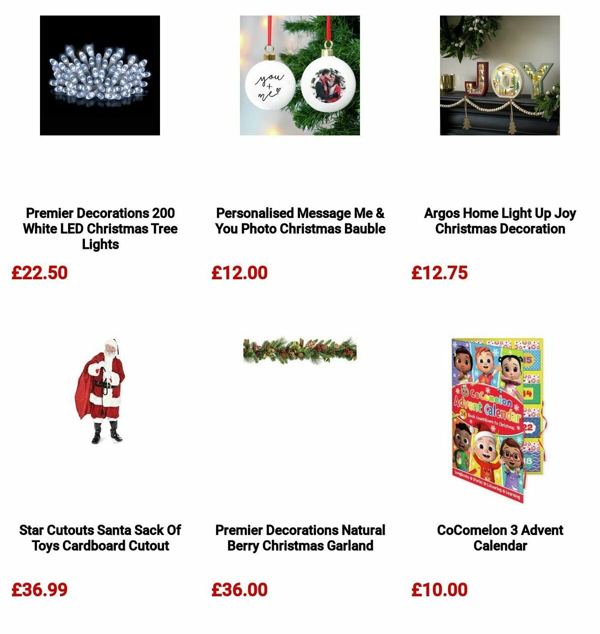 Argos Christmas Decorations Offers from 3 December