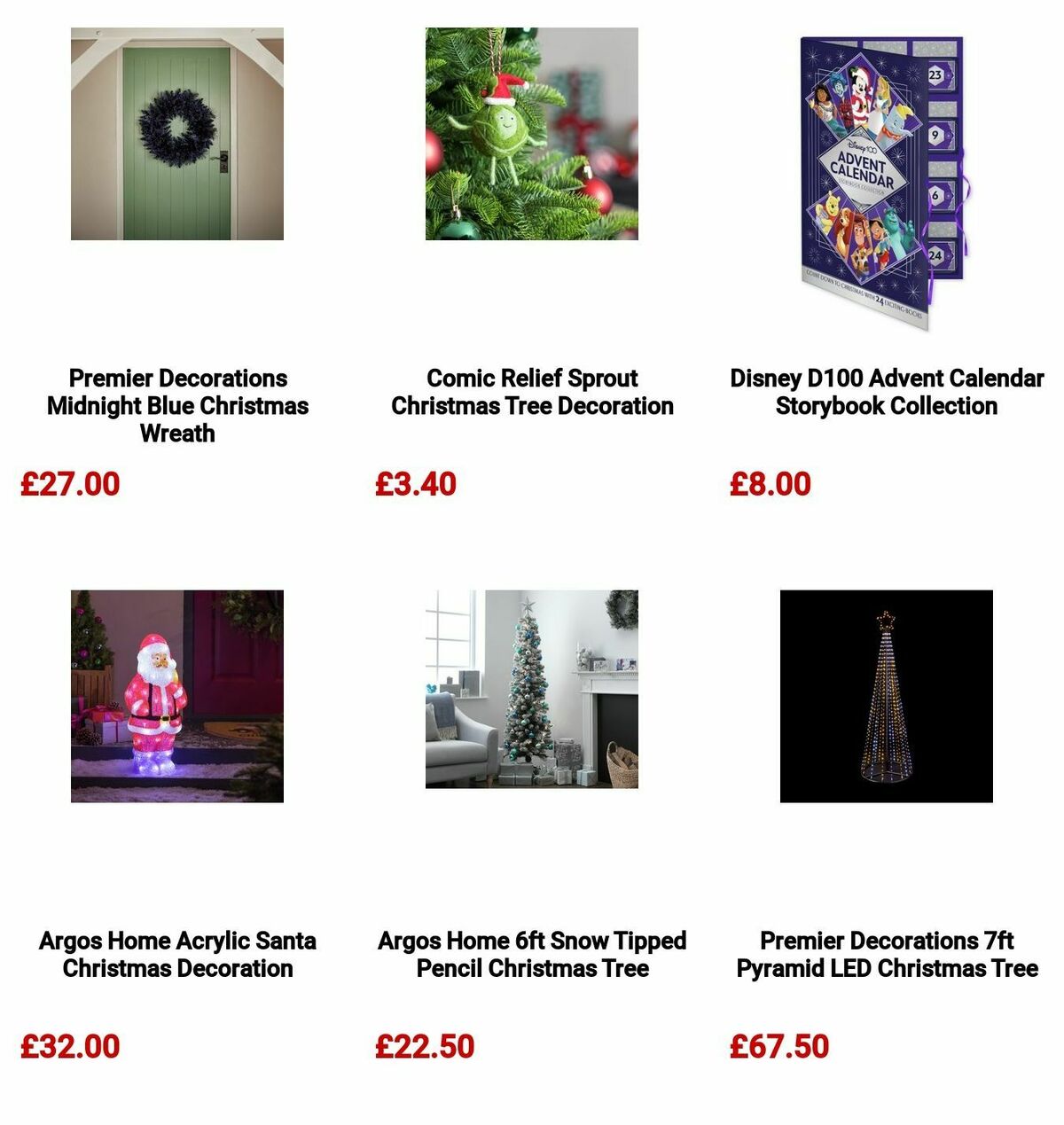 Argos Christmas Decorations Offers from 3 December