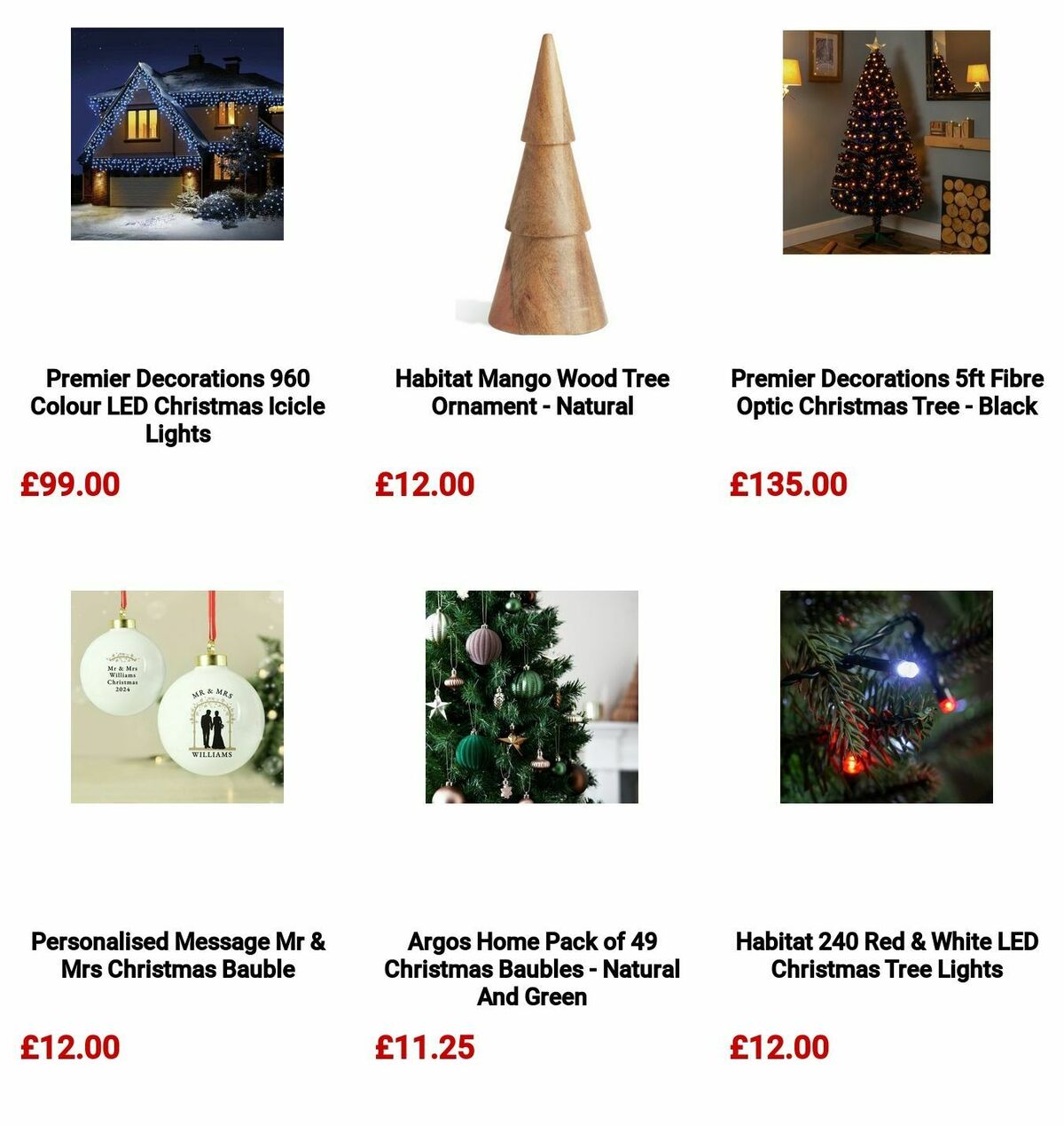 Argos Christmas Decorations Offers from 3 December