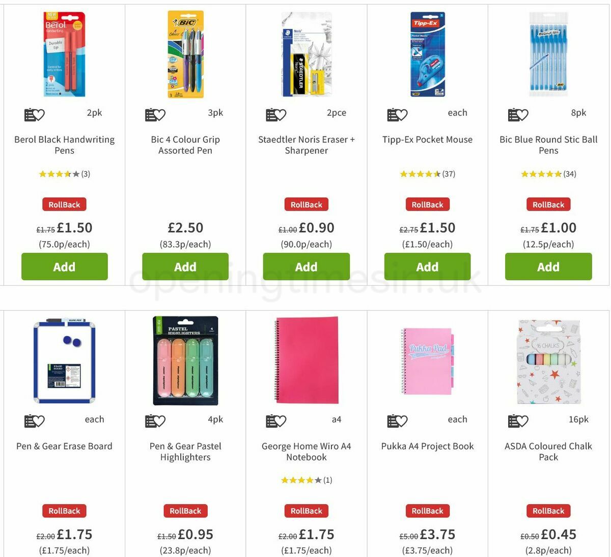 ASDA Back to School Offers from 19 August