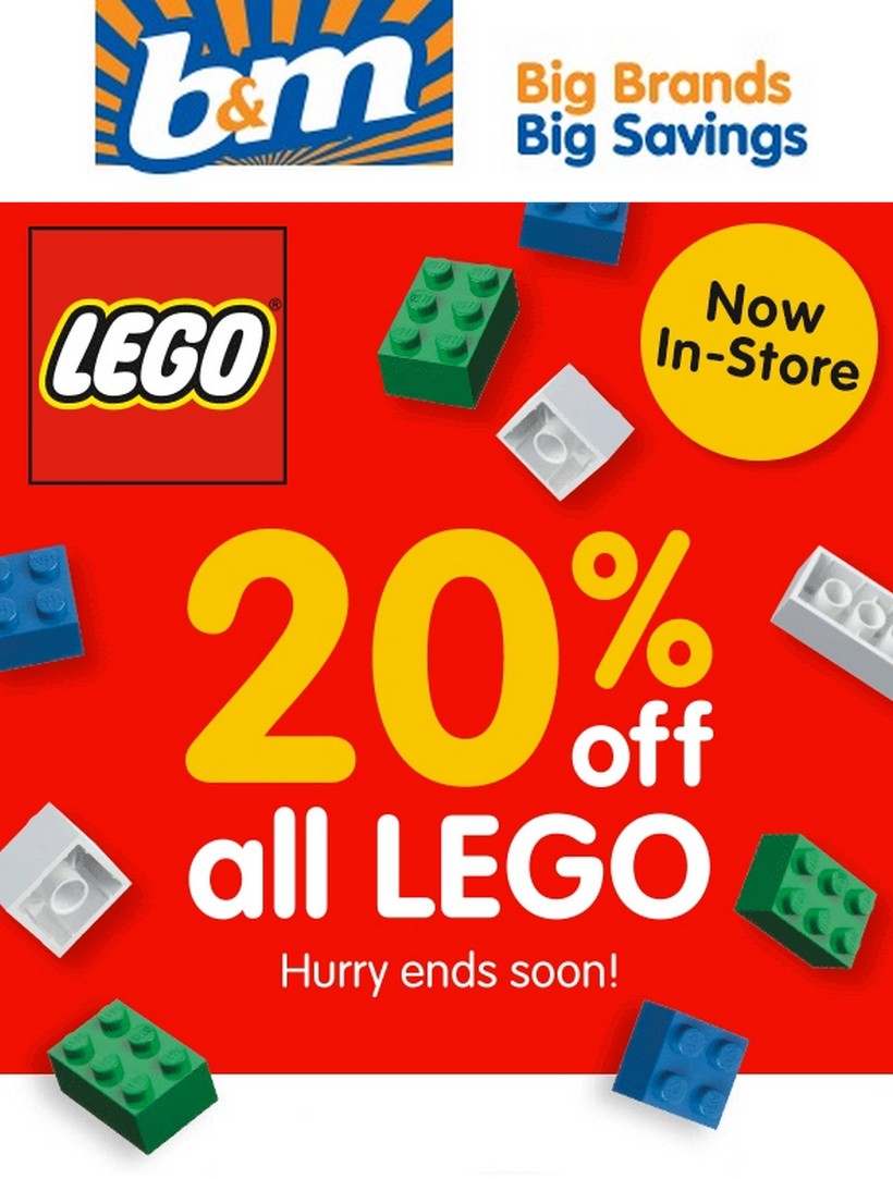 B&M 20% off all LEGO Offers from 7 October