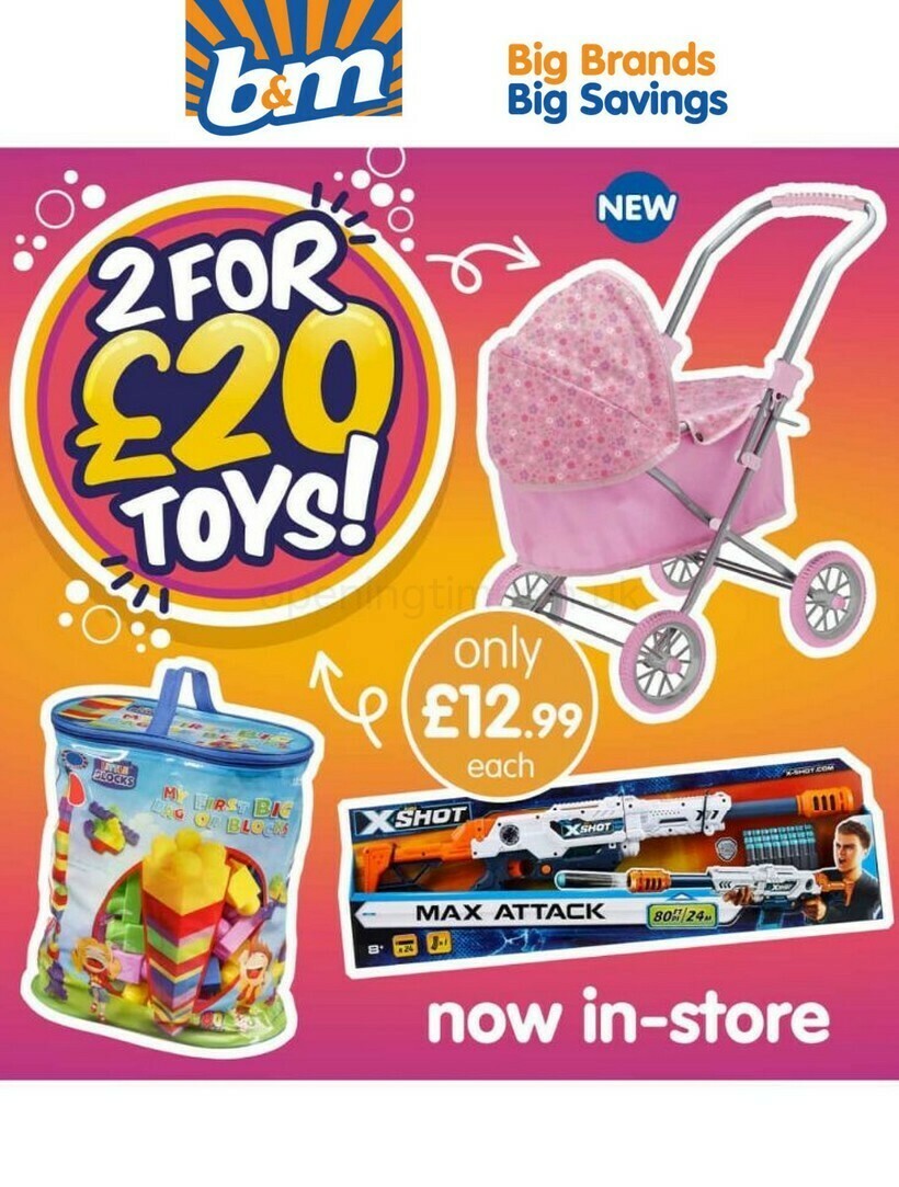 B&M 2 for £20 Toys! Offers from 2 August