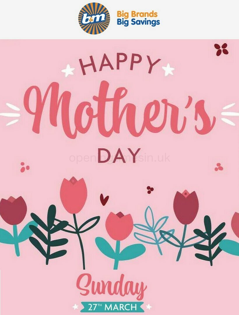 B&M Mother's Day Offers from 20 March