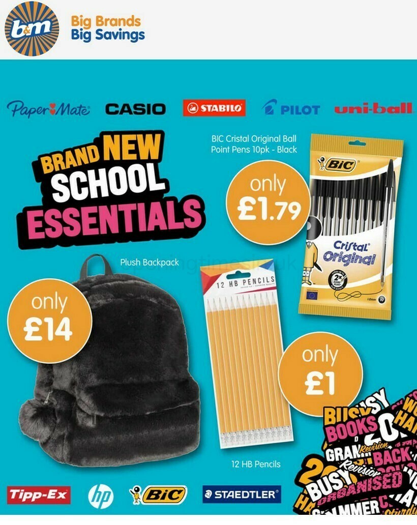 B&M Back to School Offers from 8 August