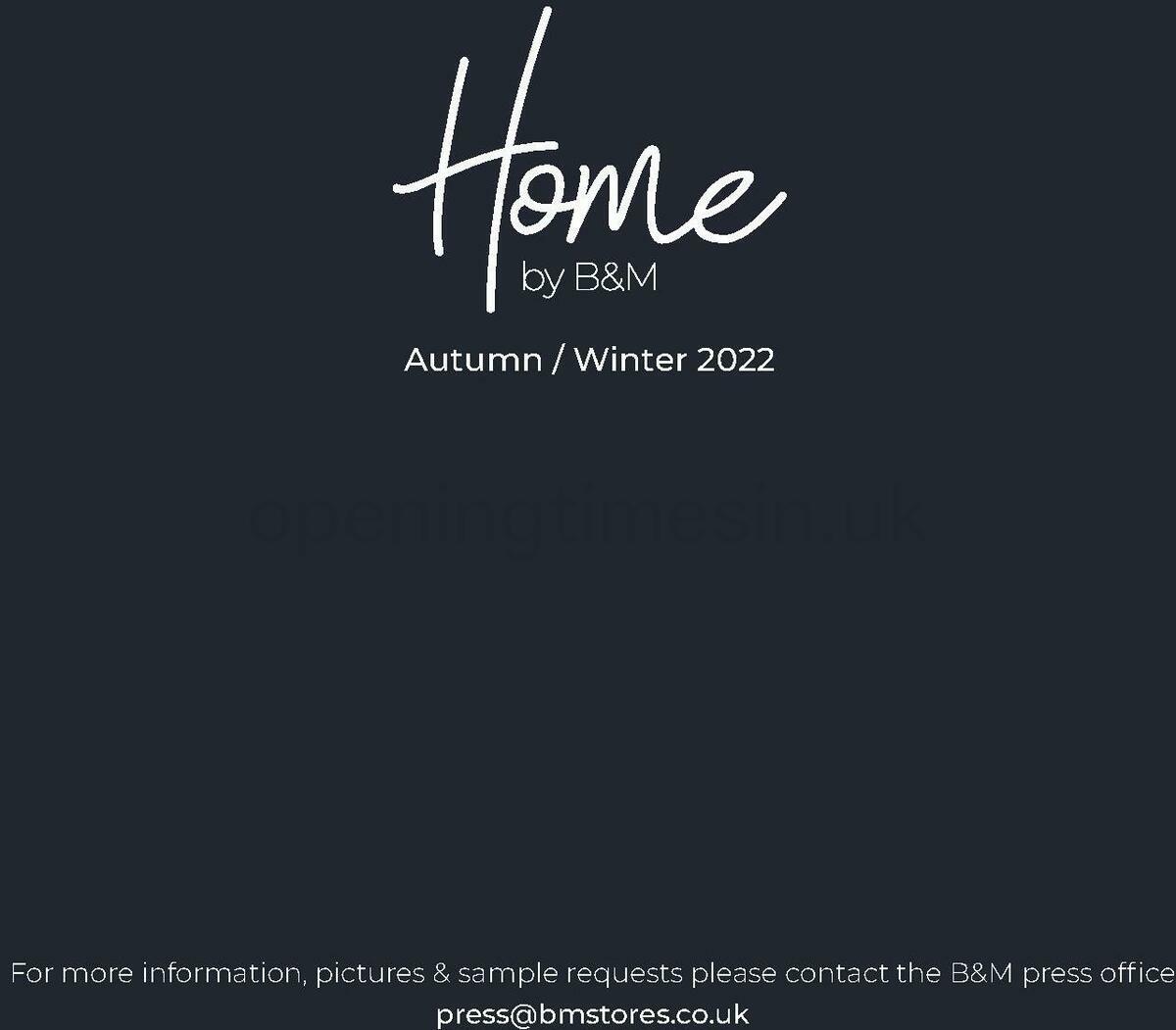 B&M Home Autumn/Winter Offers from 10 September