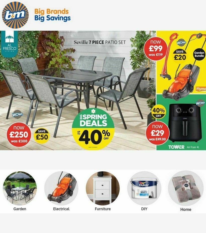 B&M Spring Deals Offers from 2 April