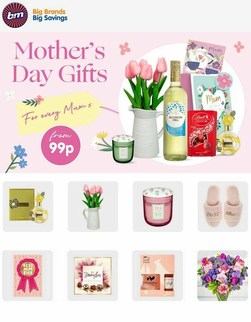 B&M Mother's Day Offers from 19 February