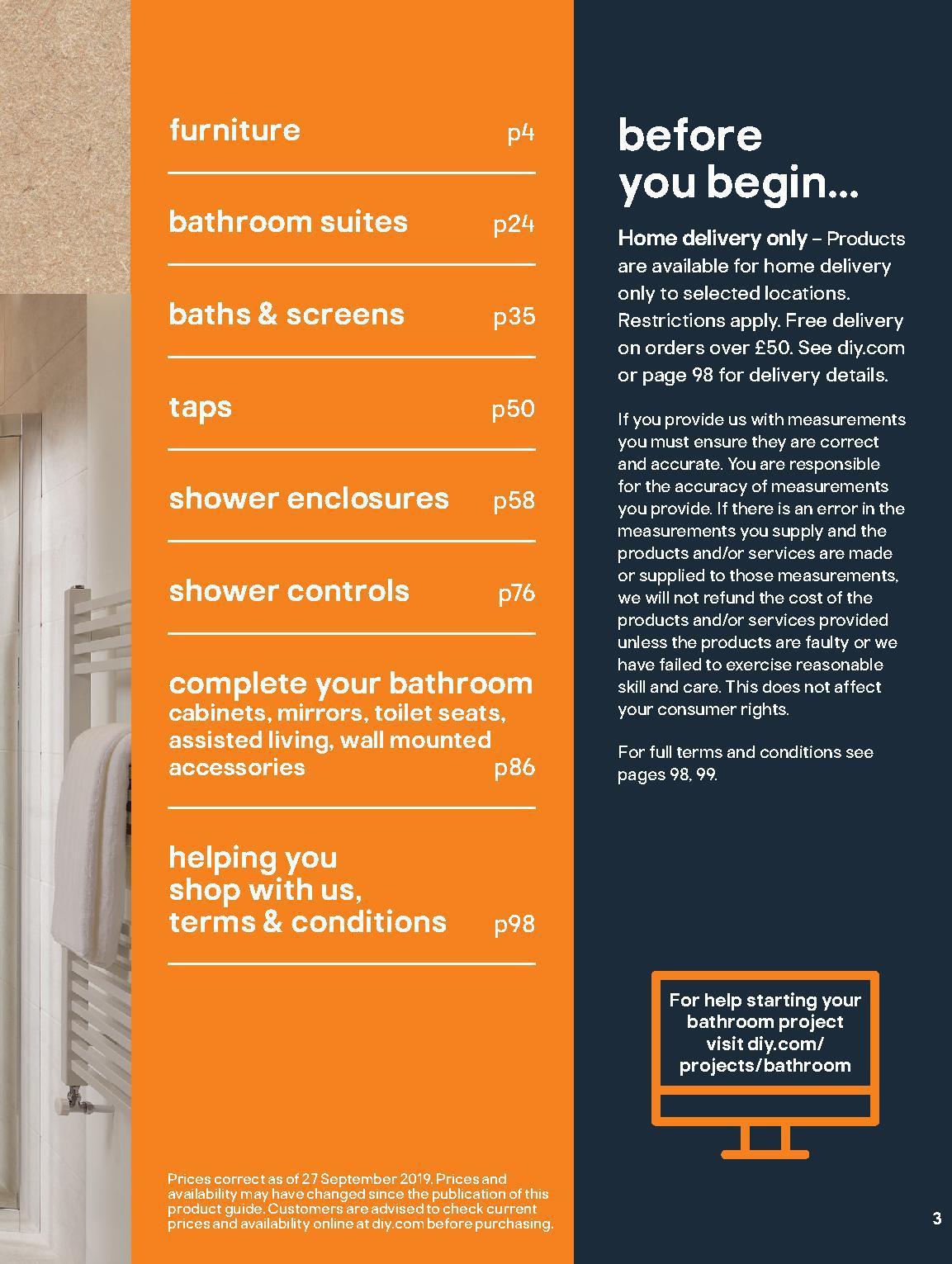 B&Q Bathroom Product Guide Offers from 1 September