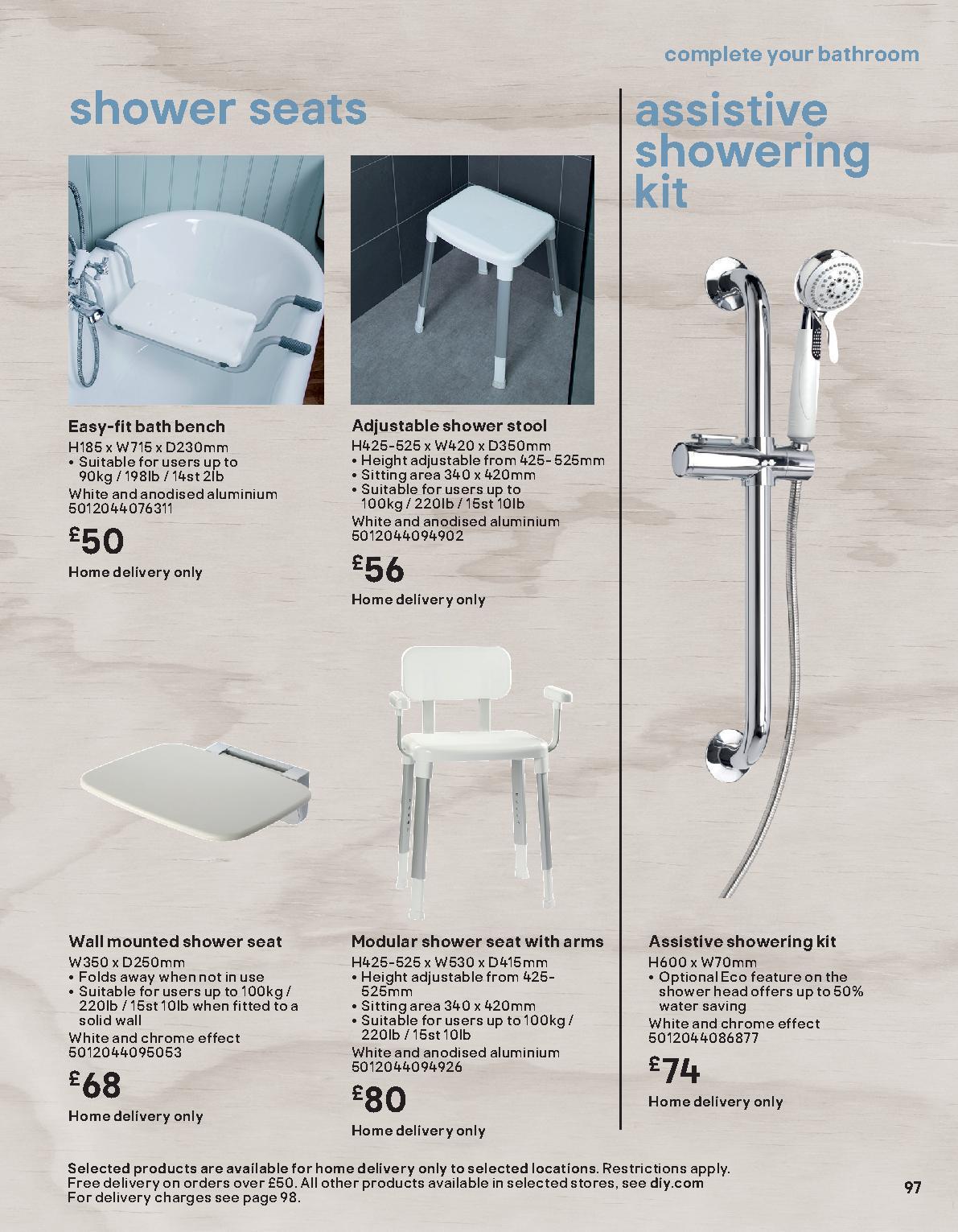 B&Q Bathroom Product Guide Offers from 1 October