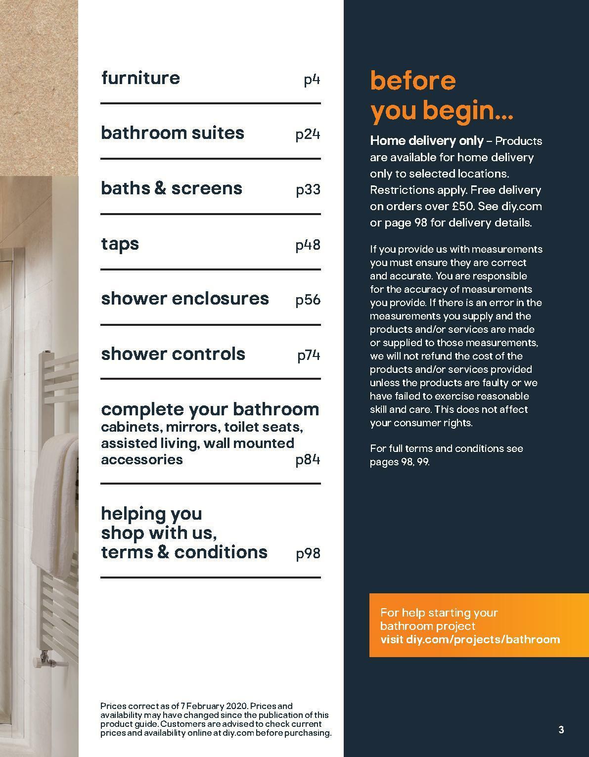 B&Q Bathroom Product Guide Offers from 7 February