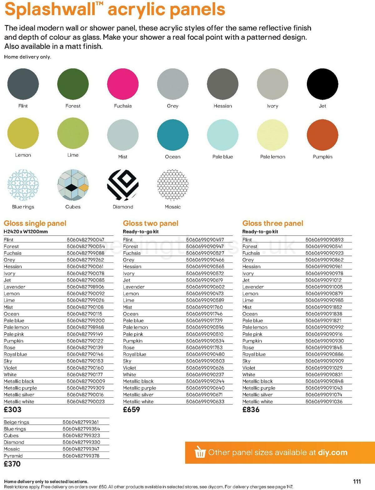 B&Q Bathroom Collections Offers from 1 November