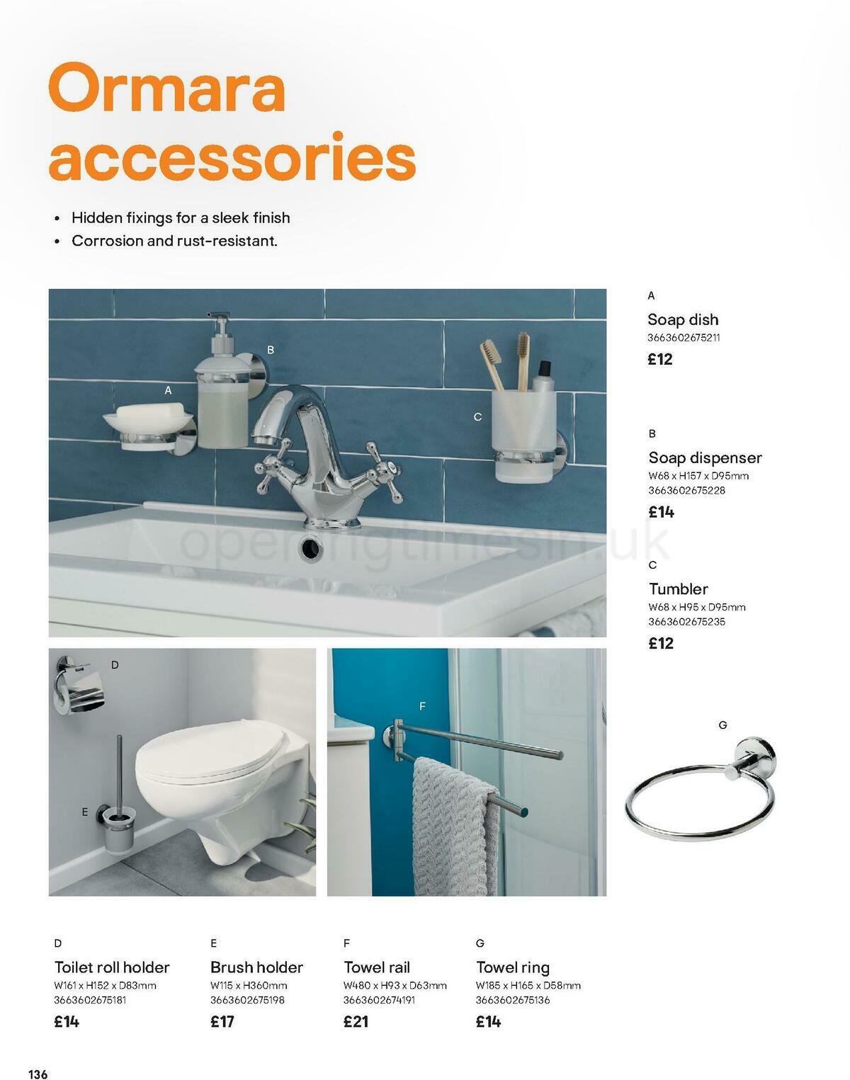 B&Q Bathroom Collections Offers from 1 November