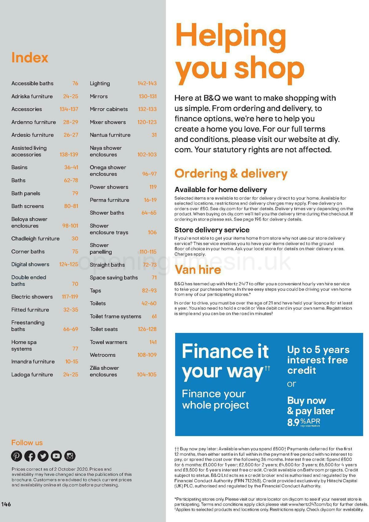 B&Q Bathroom Collections Offers from 1 November