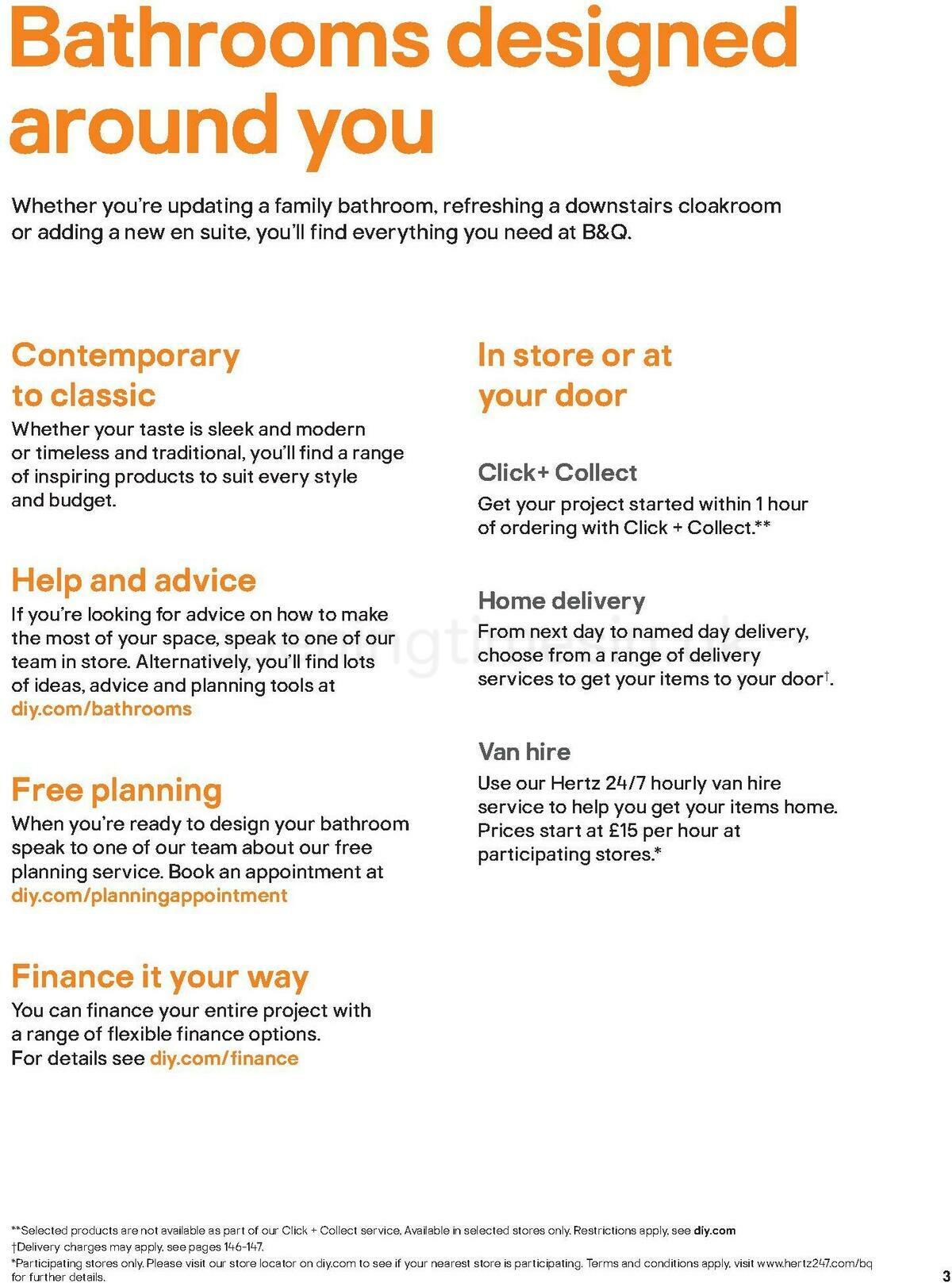 B&Q Bathroom Collections Offers from 1 November