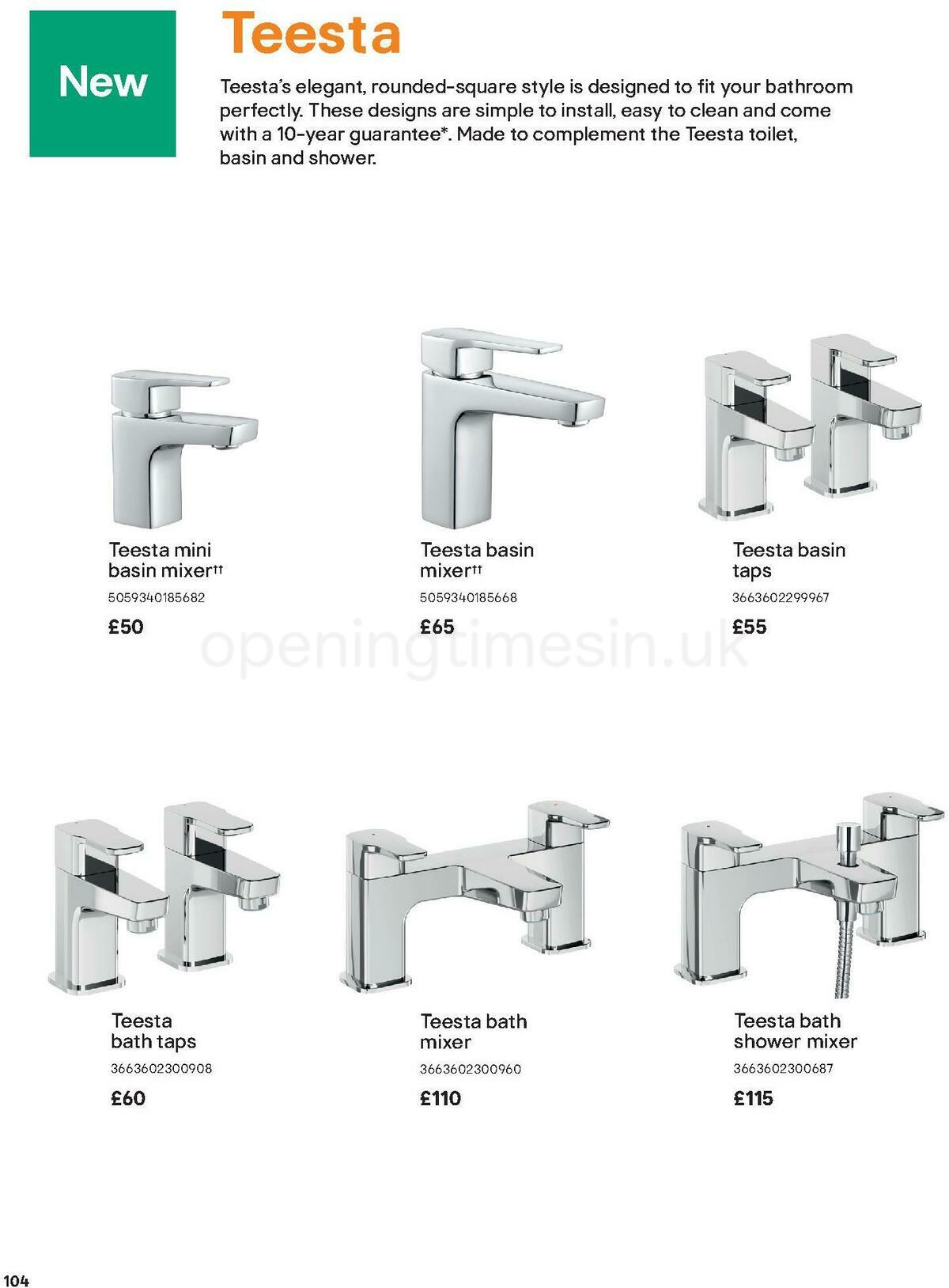 B&Q Bathroom Collections Offers from 1 May