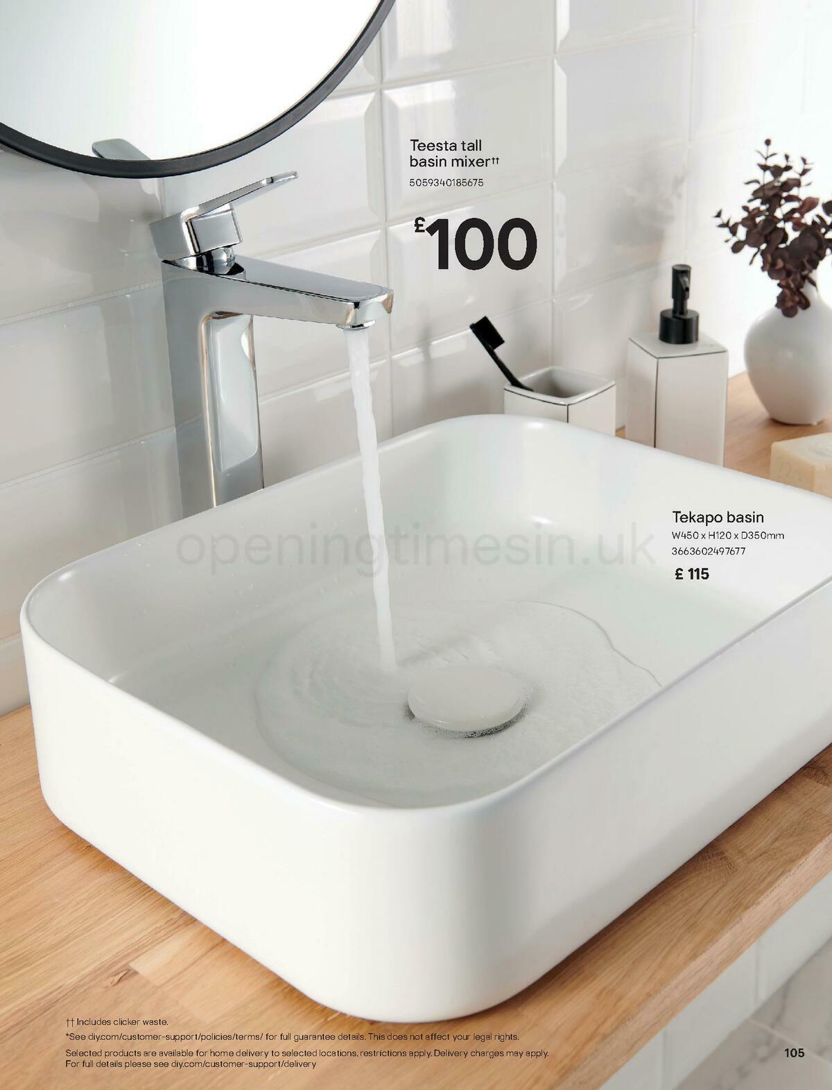 B&Q Bathroom Collections Offers from 1 May