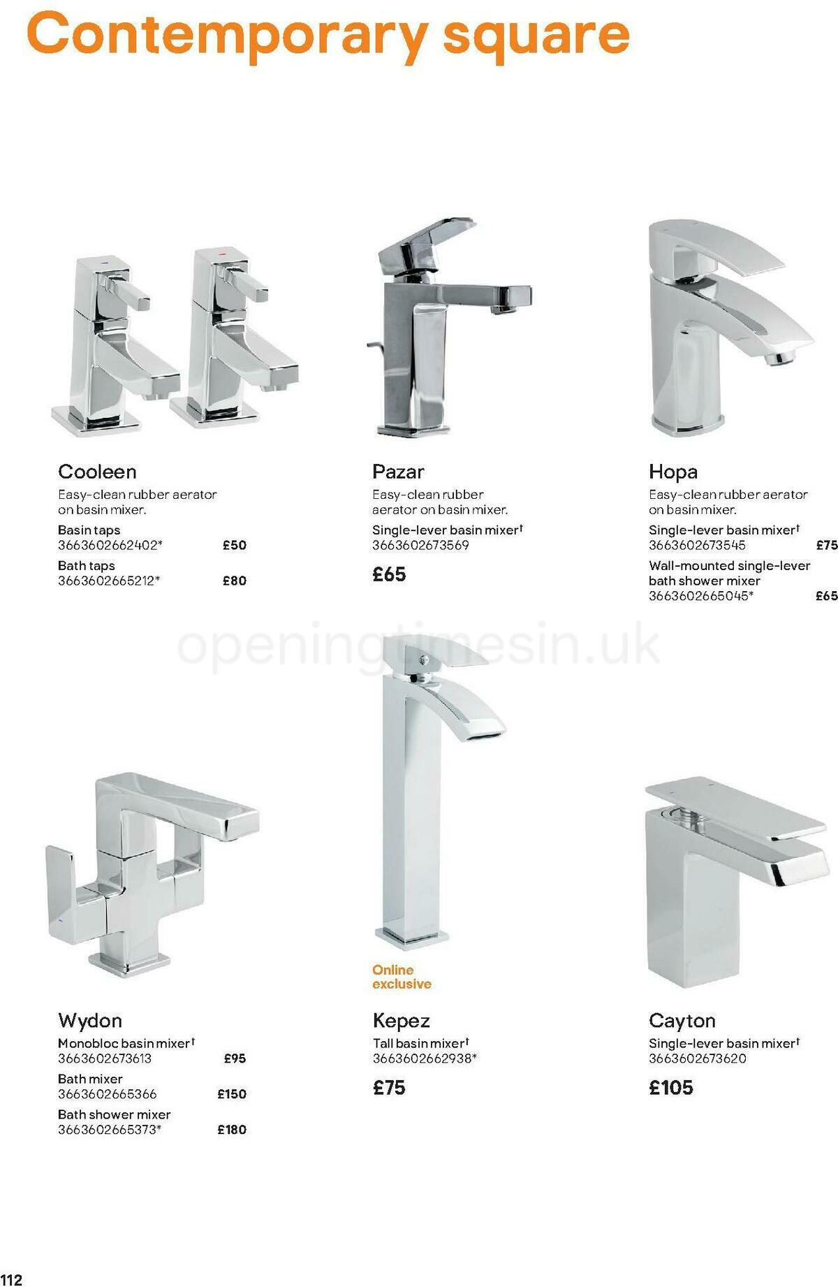 B&Q Bathroom Collections Offers from 1 May