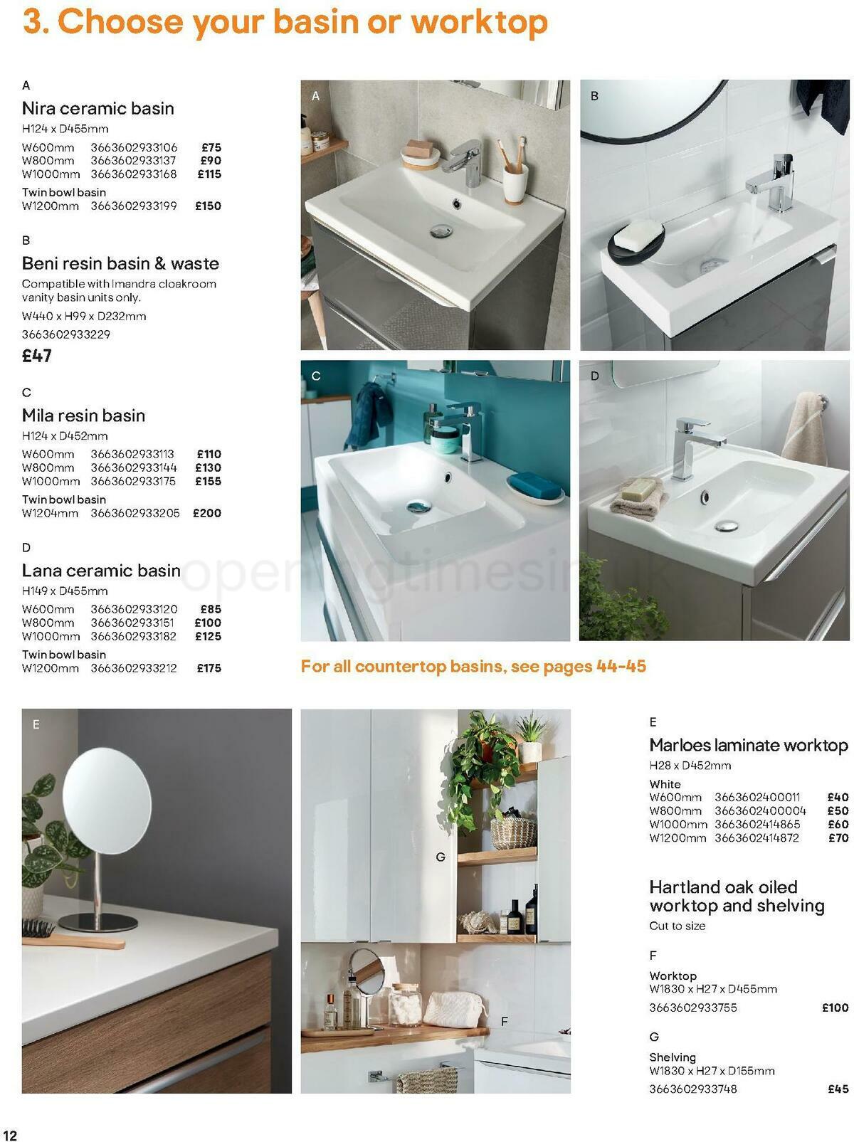 B&Q Bathroom Collections Offers from 1 May