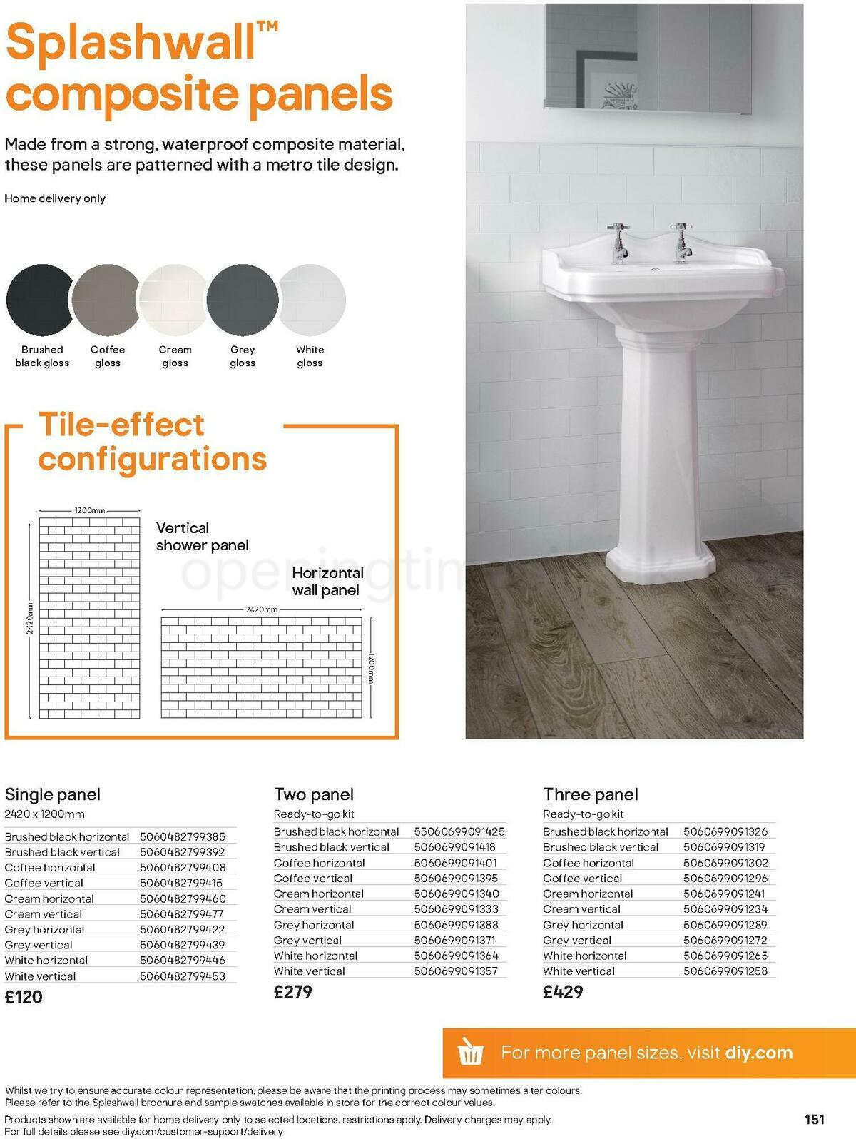 B&Q Bathroom Collections Offers from 1 May