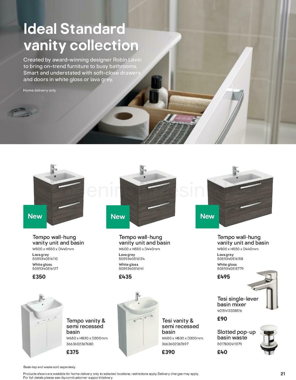 B&Q Bathroom Collections Offers from 1 May