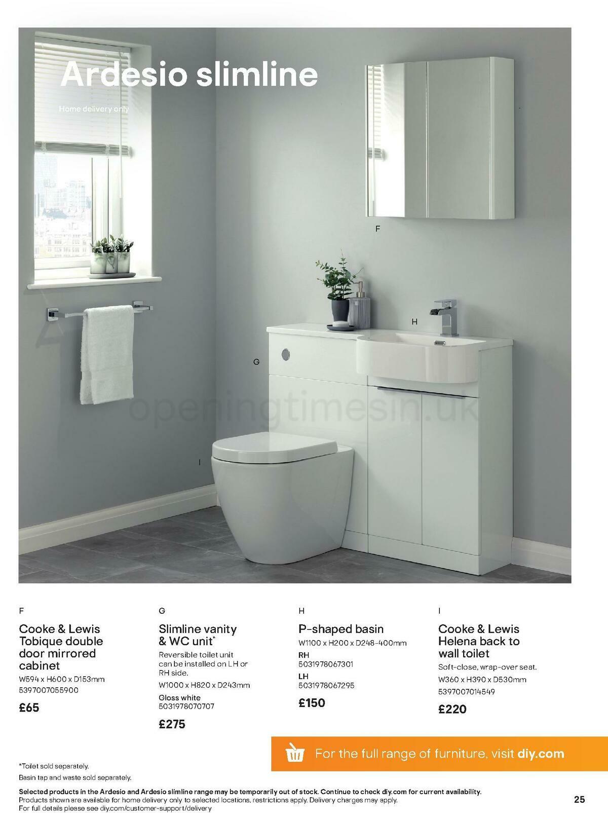 B&Q Bathroom Collections Offers from 1 May