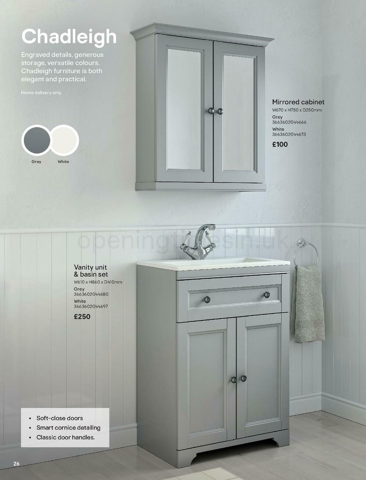 B&Q Bathroom Collections Offers from 1 May