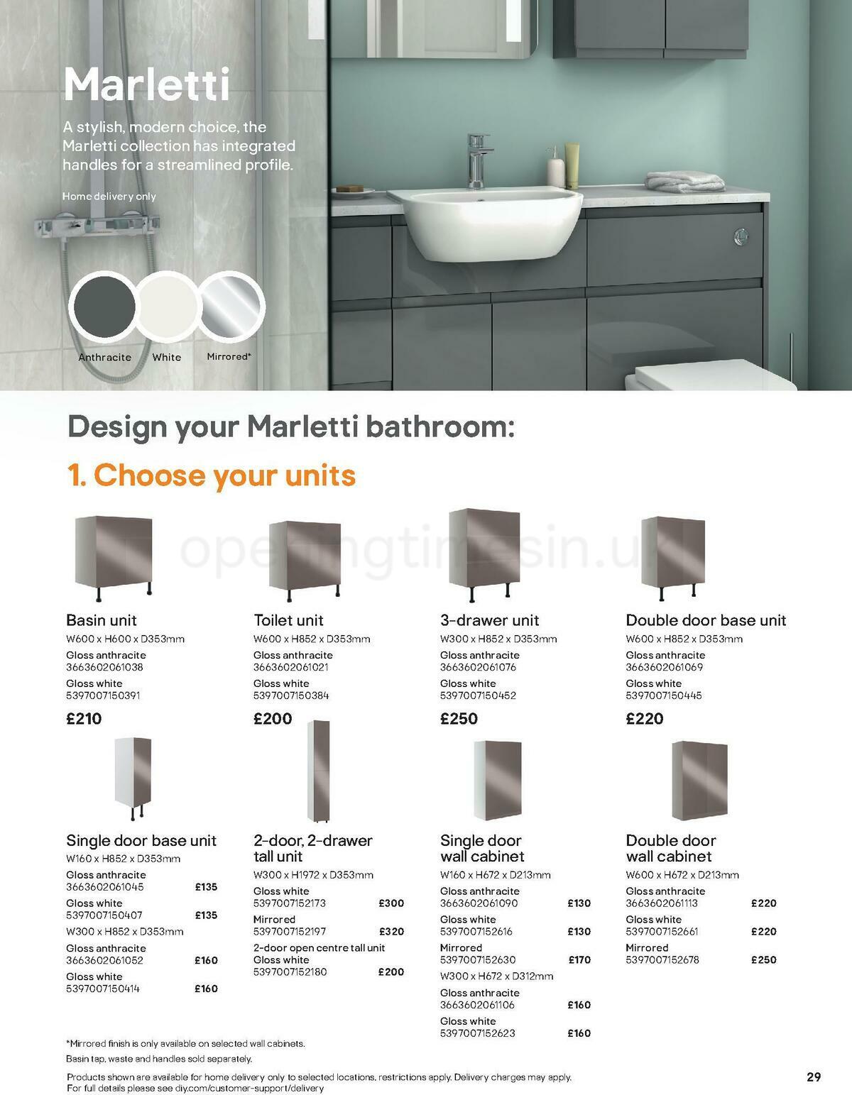 B&Q Bathroom Collections Offers from 1 May