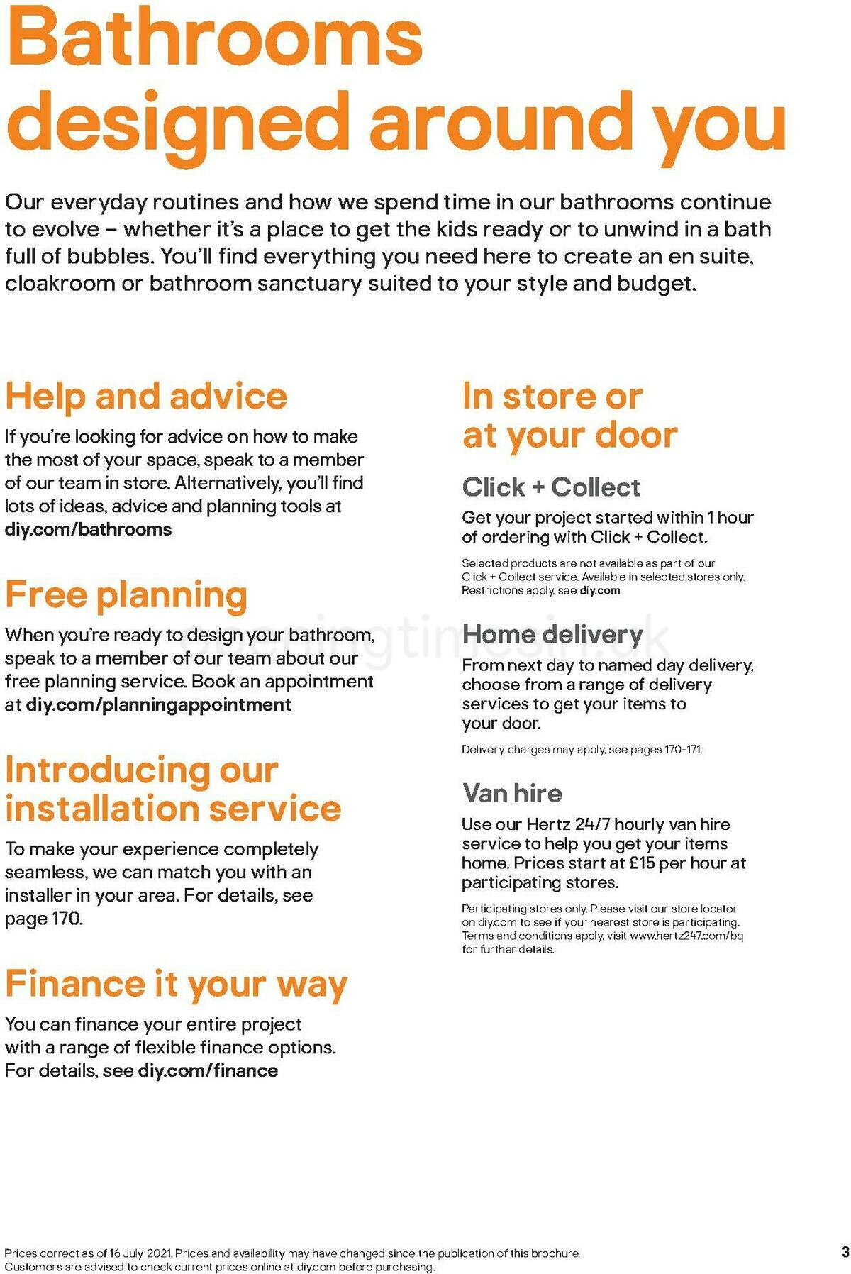 B&Q Bathroom Collections Offers from 1 May