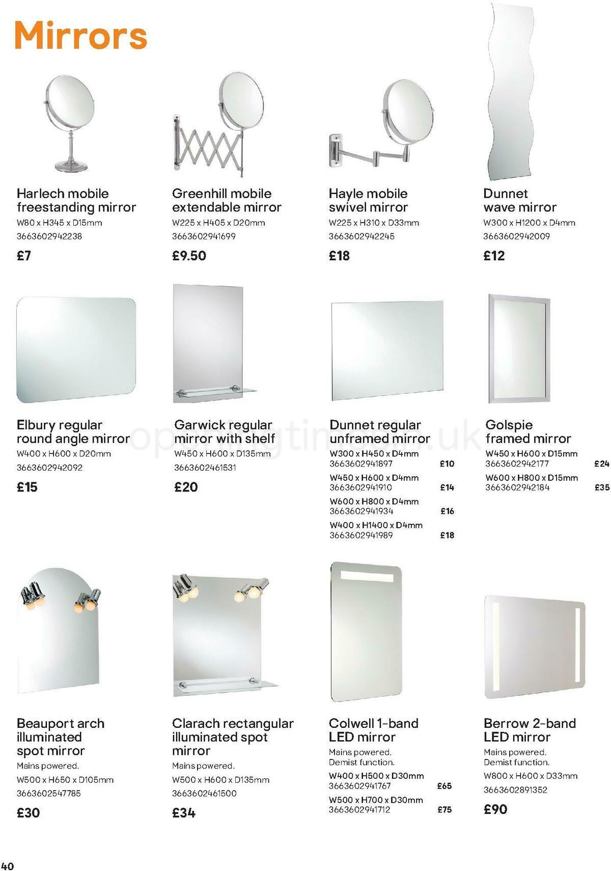 B&Q Bathroom Collections Offers from 1 May