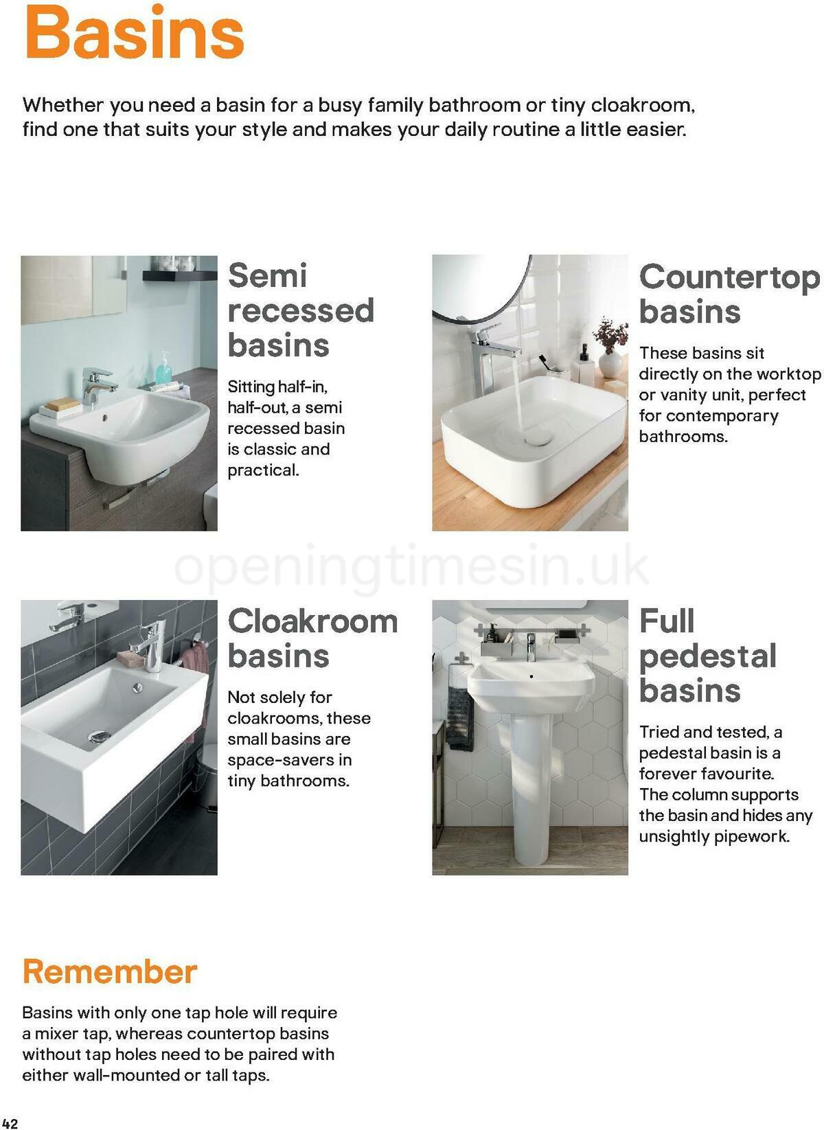 B&Q Bathroom Collections Offers from 1 May