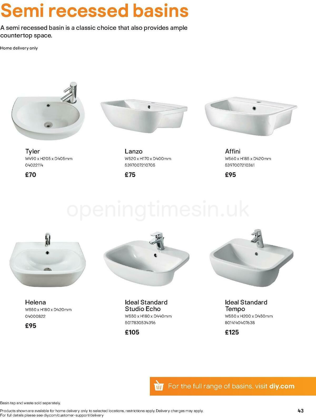 B&Q Bathroom Collections Offers from 1 May