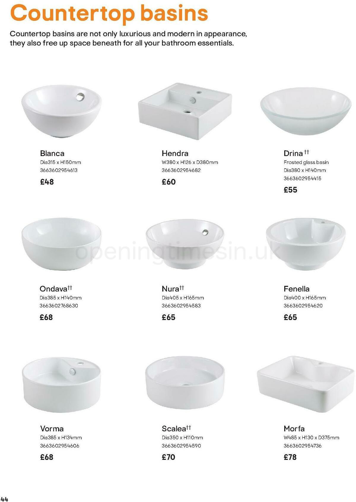 B&Q Bathroom Collections Offers from 1 May