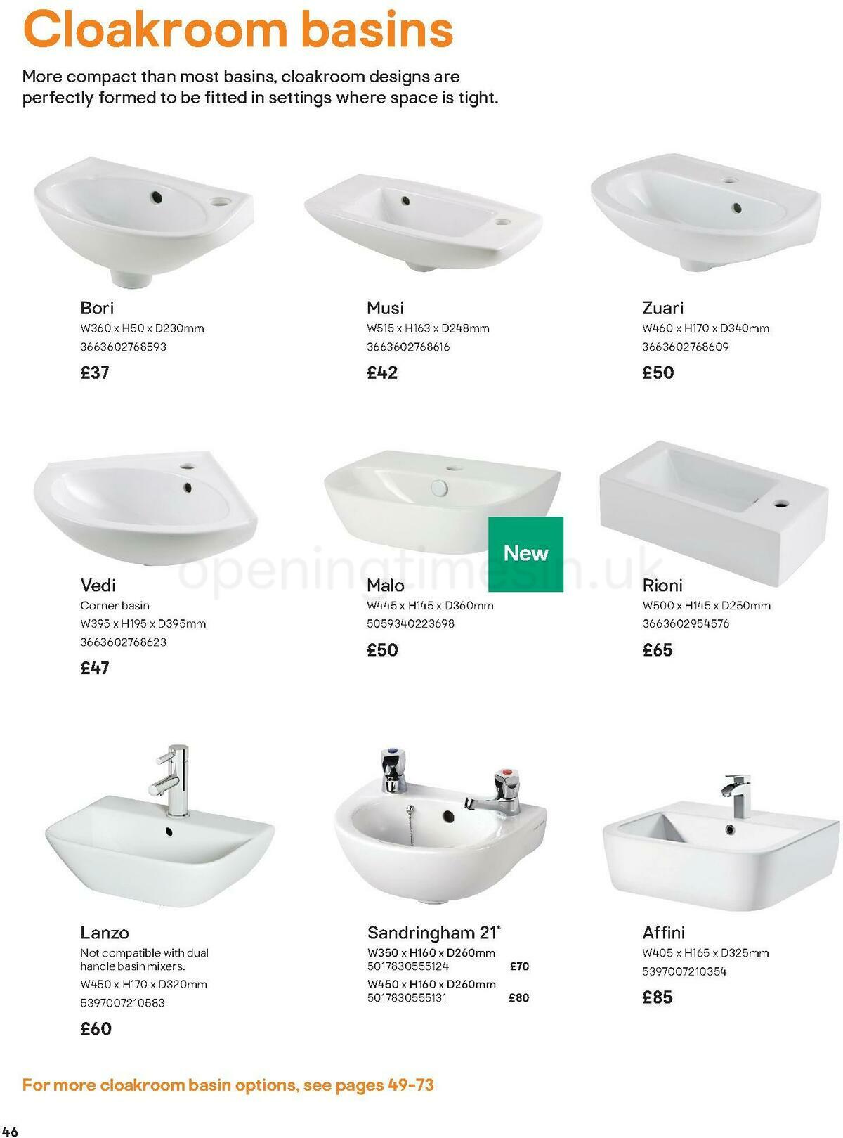 B&Q Bathroom Collections Offers from 1 May