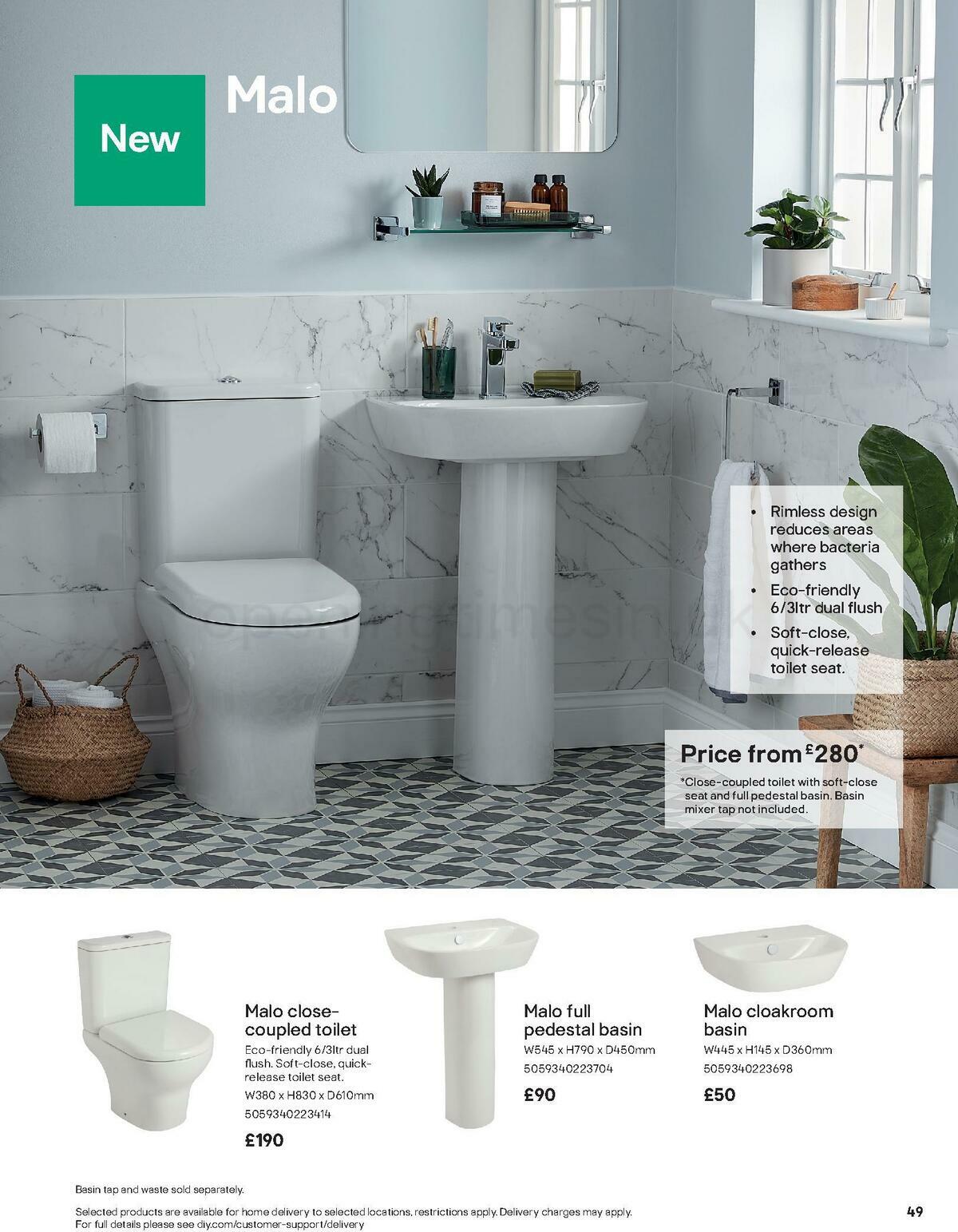 B&Q Bathroom Collections Offers from 1 May