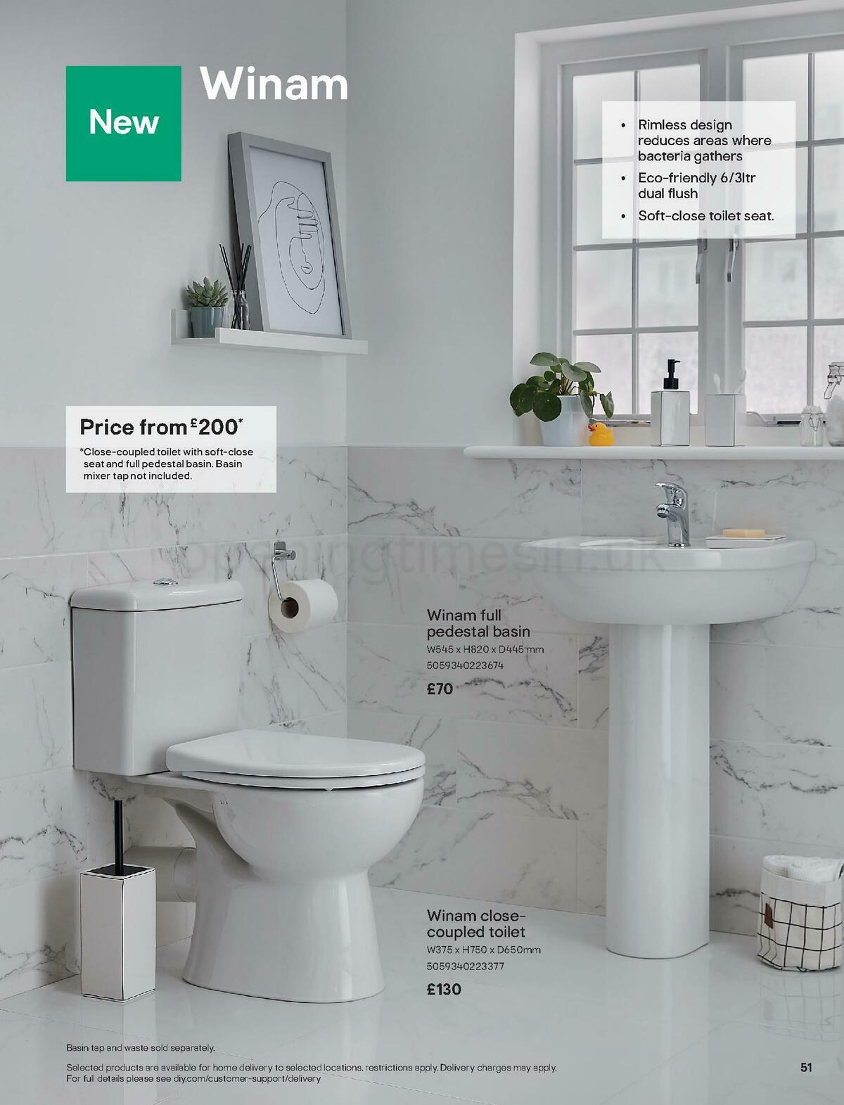 B&Q Bathroom Collections Offers from 1 May