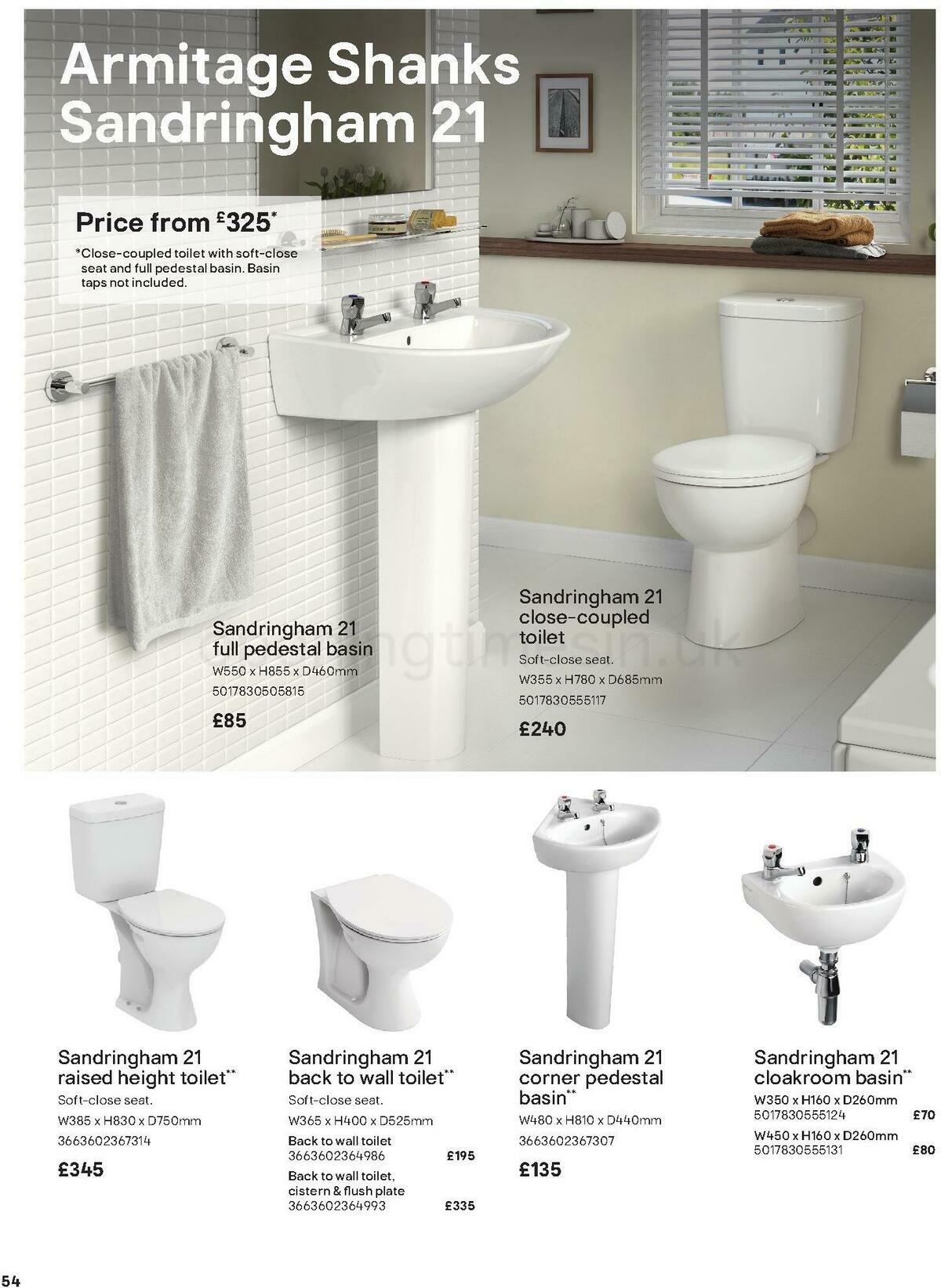 B&Q Bathroom Collections Offers from 1 May