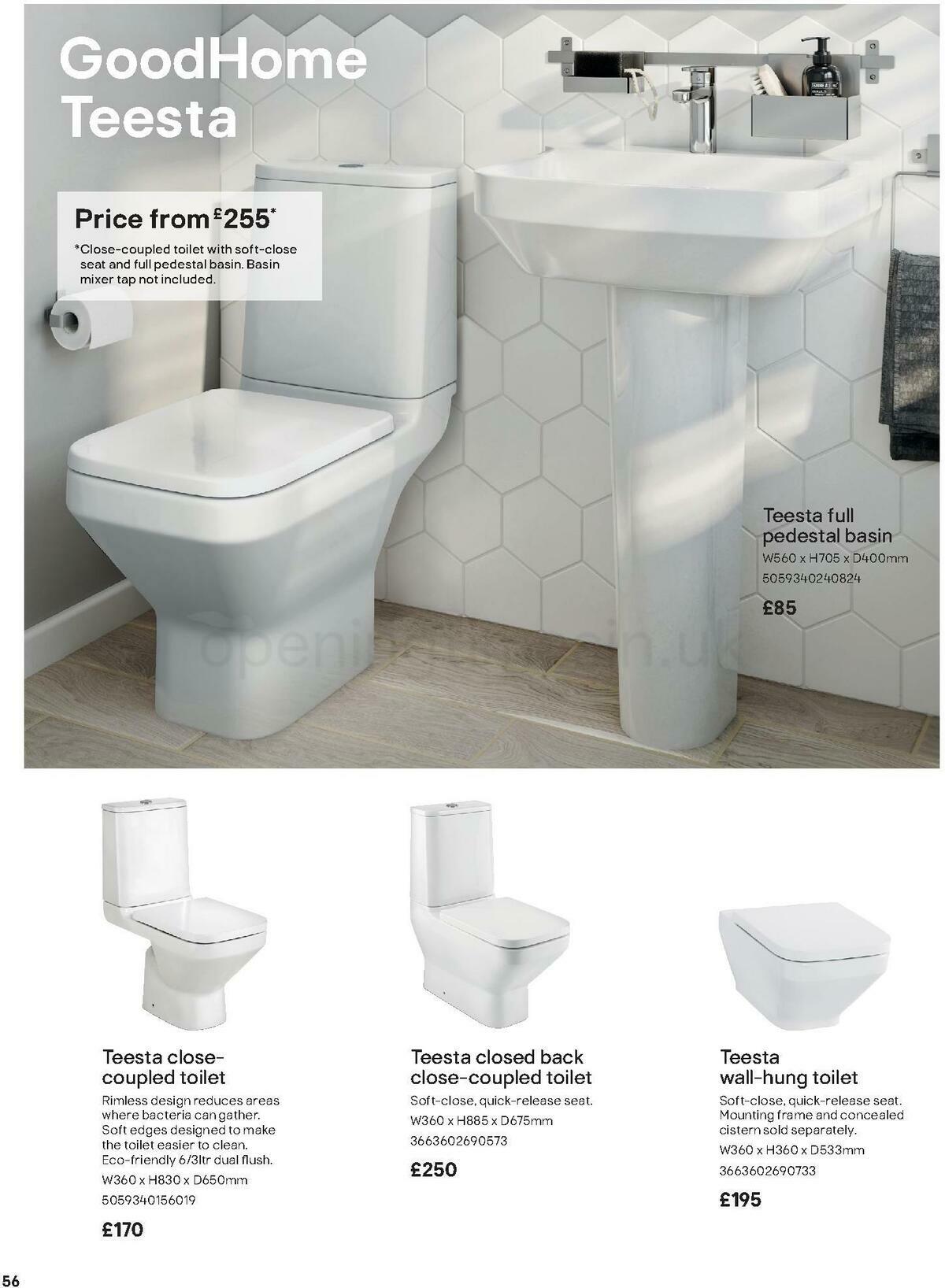 B&Q Bathroom Collections Offers from 1 May