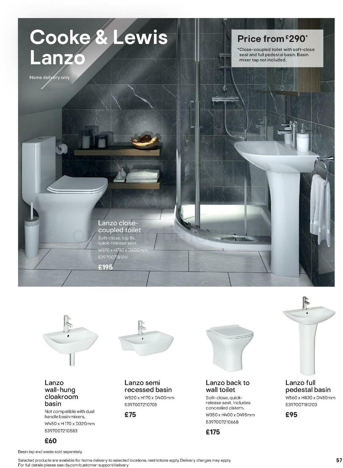 B&Q Bathroom Collections Offers from 1 May