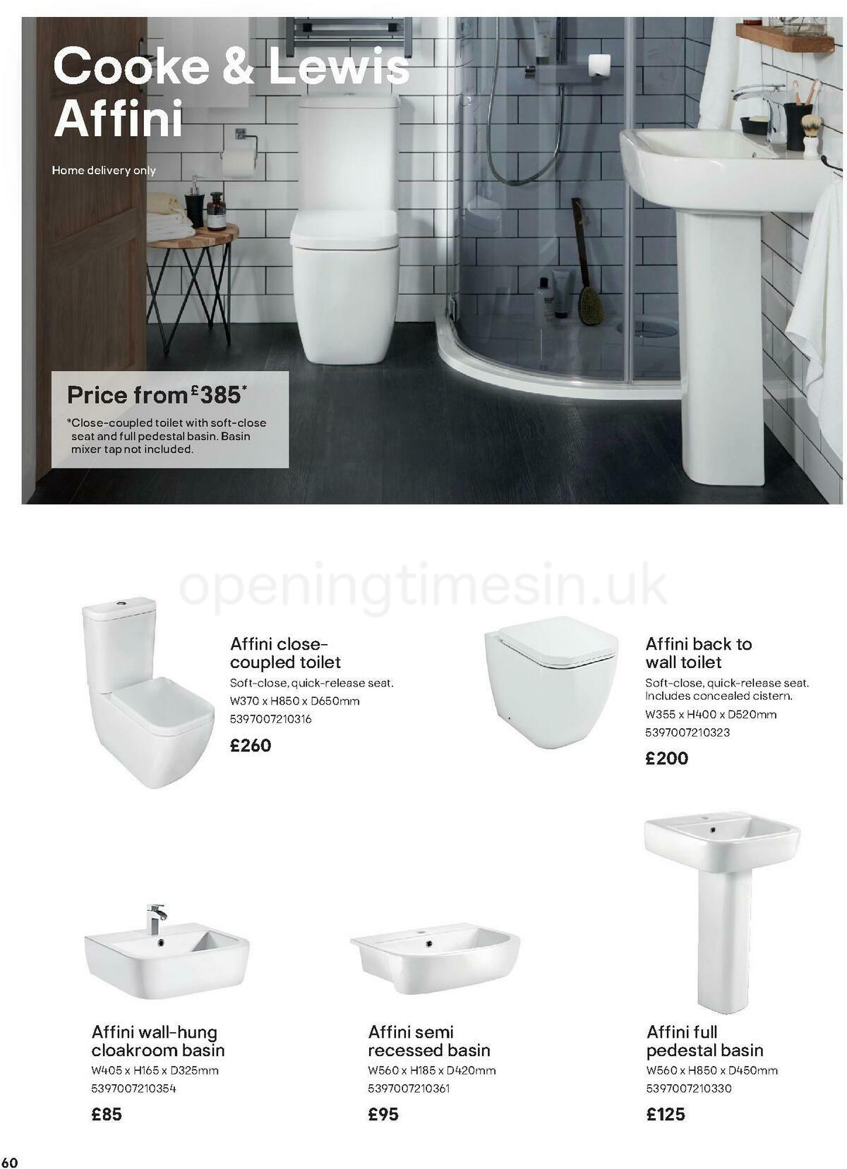 B&Q Bathroom Collections Offers from 1 May