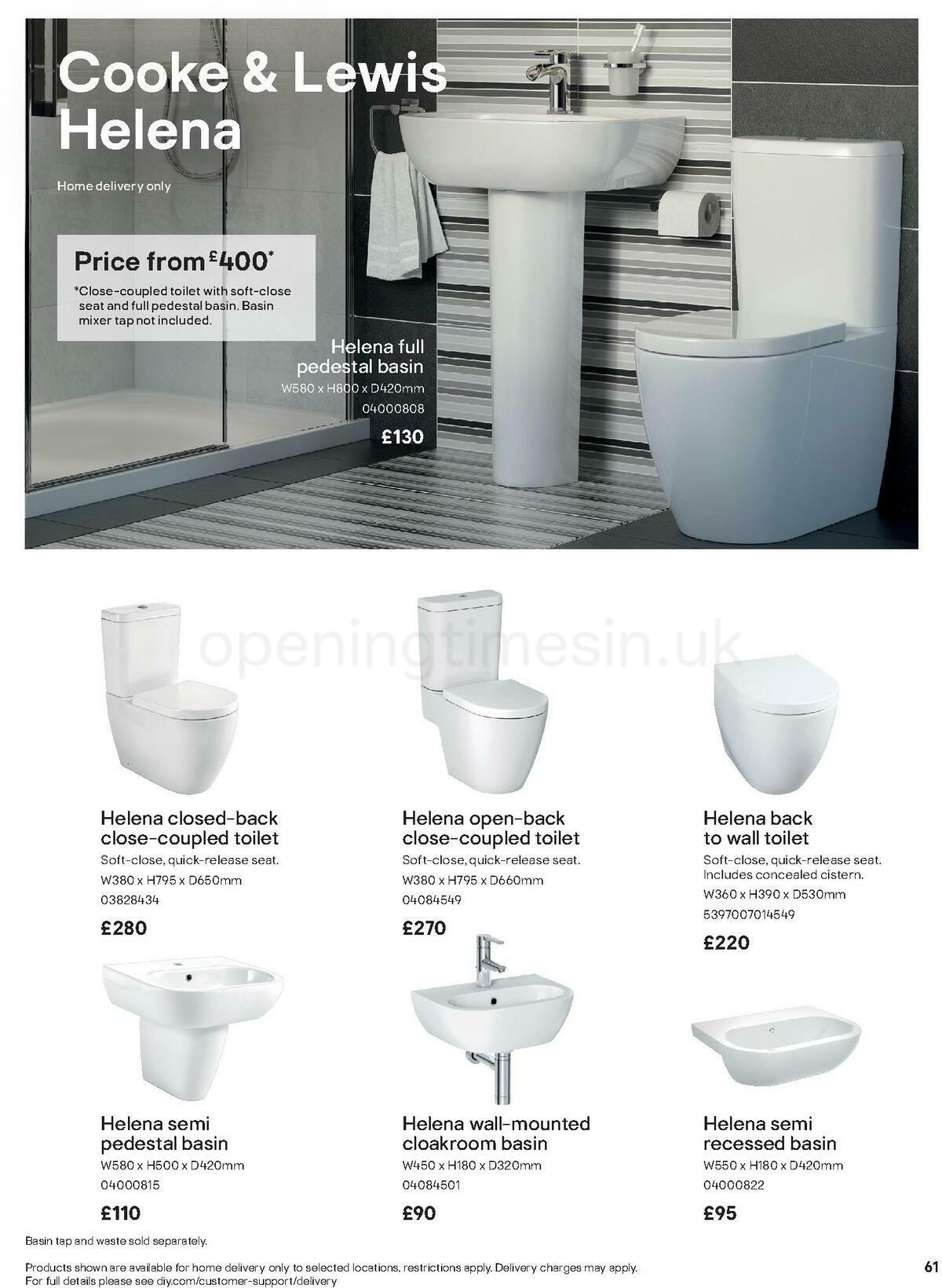 B&Q Bathroom Collections Offers from 1 May